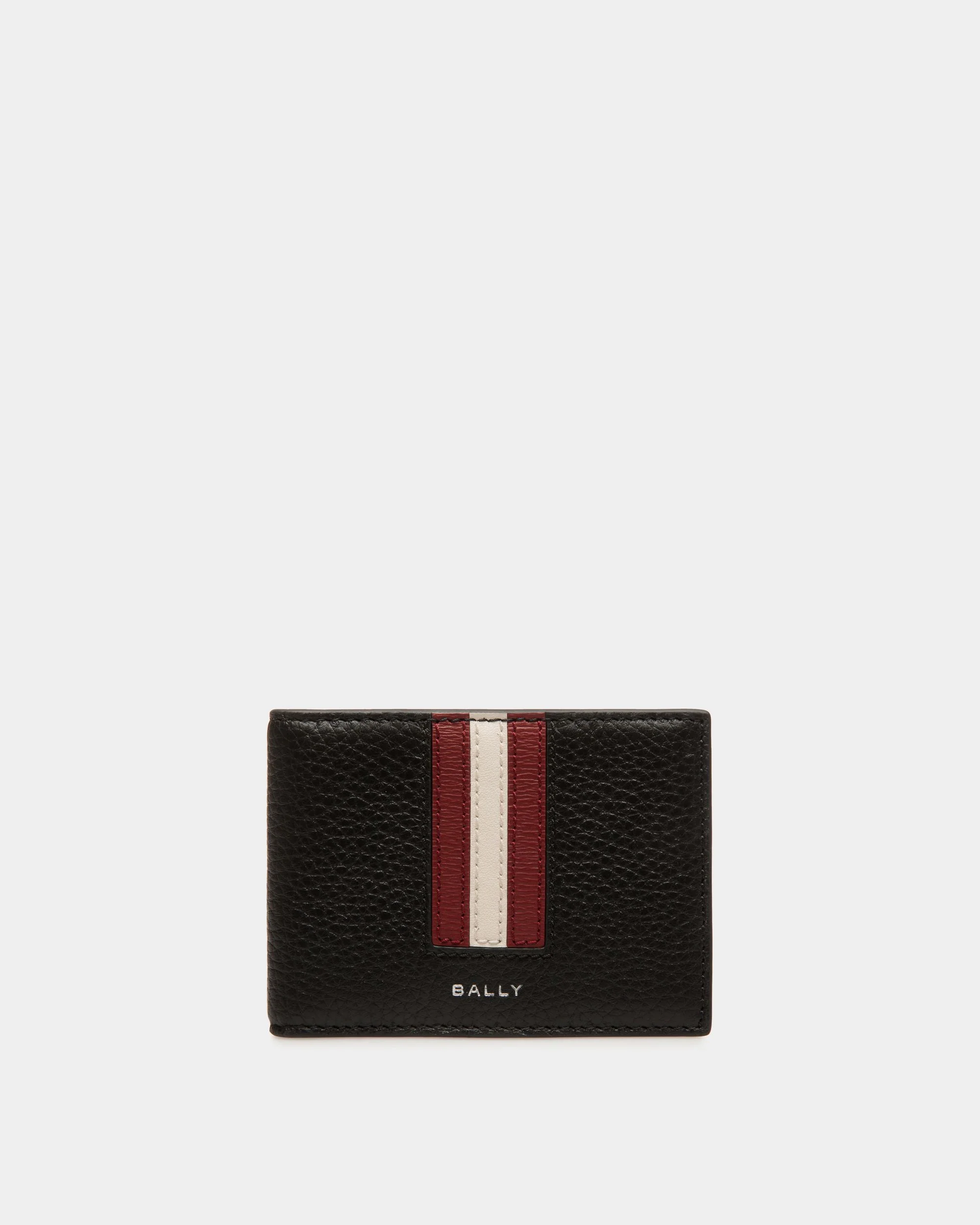 Ribbon Business Card Holder in Black Grained Leather