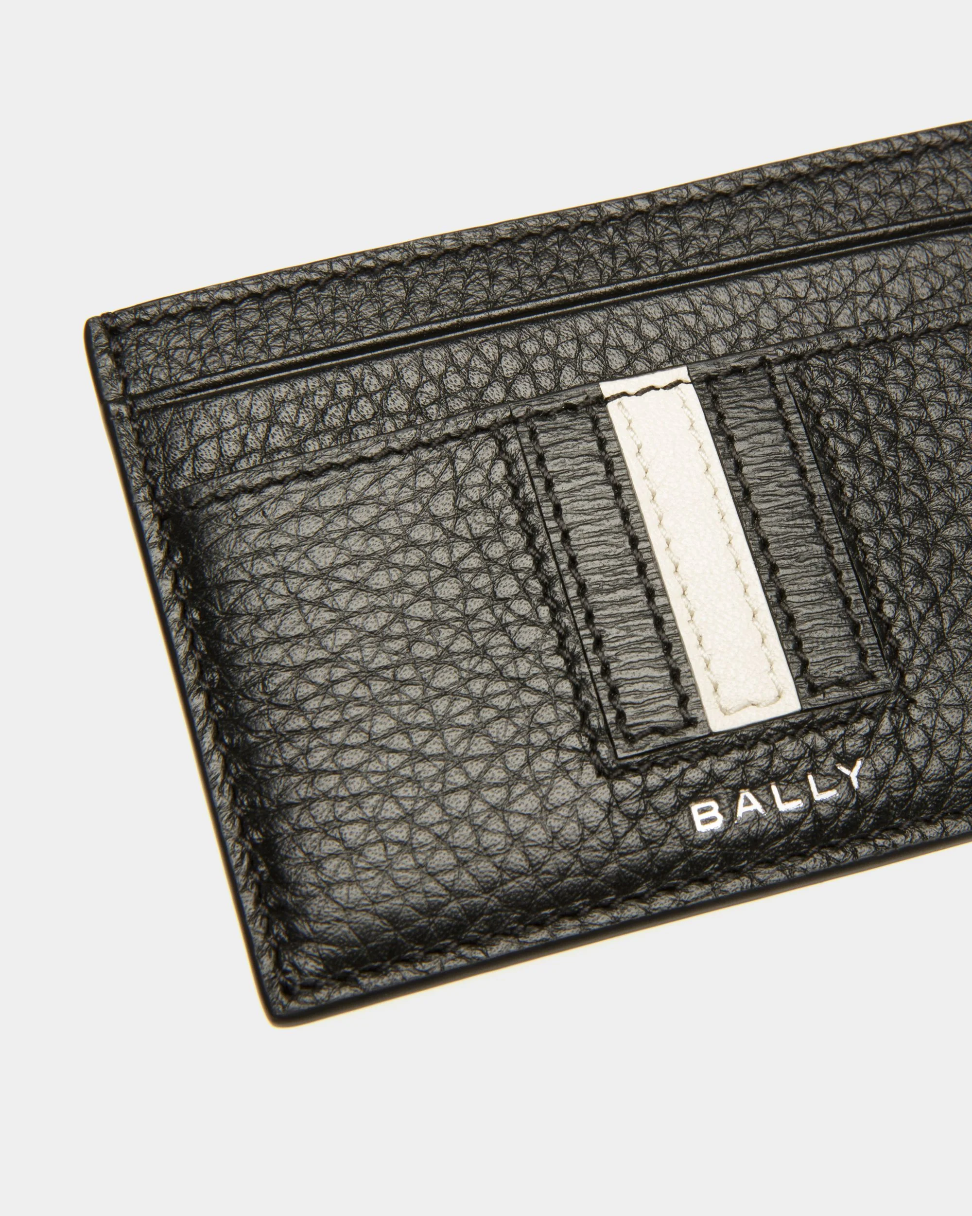 Ribbon Card Holder in Black Grained Leather - Image 4