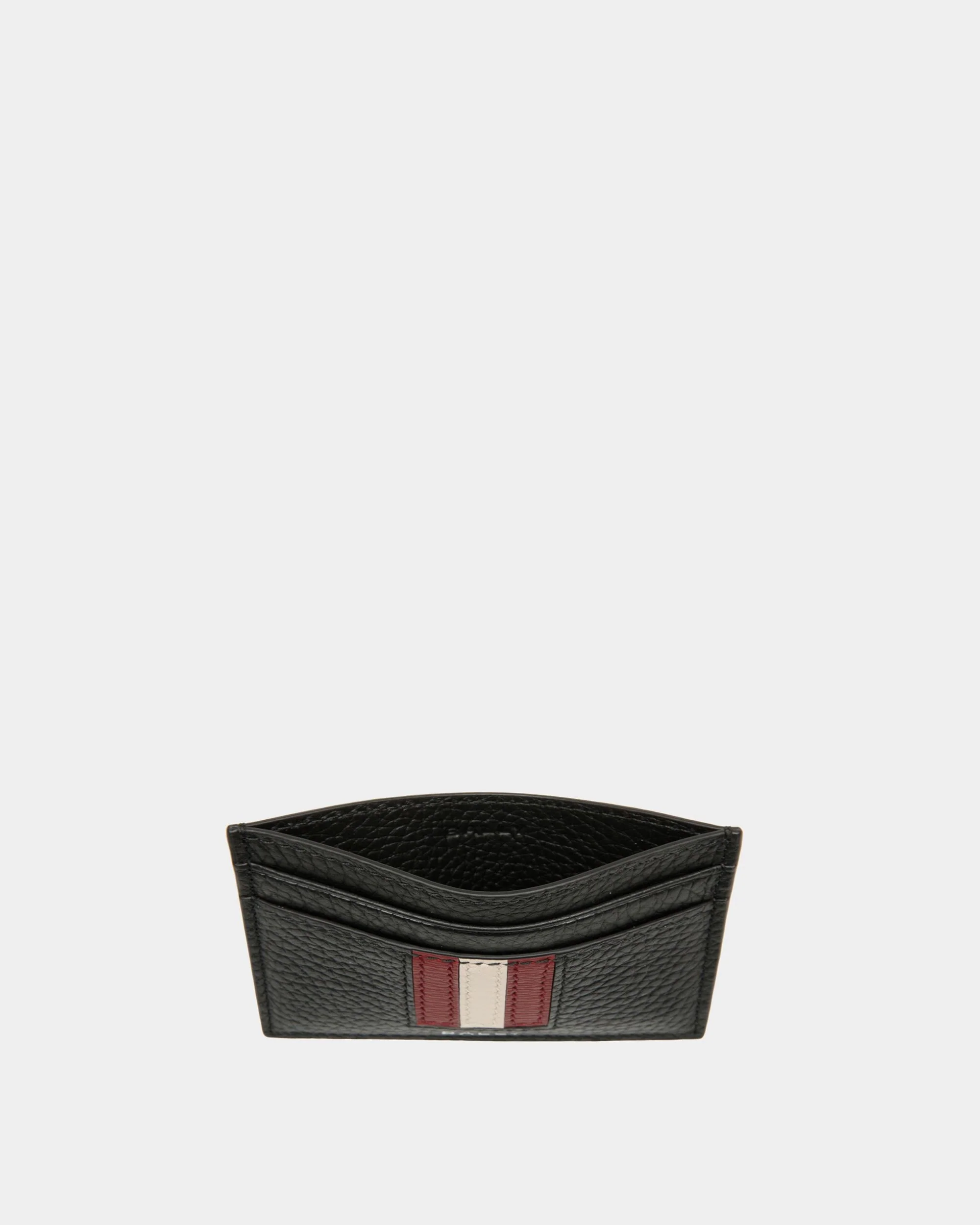 Ribbon Card Holder In Black Grained Leather - Image 3