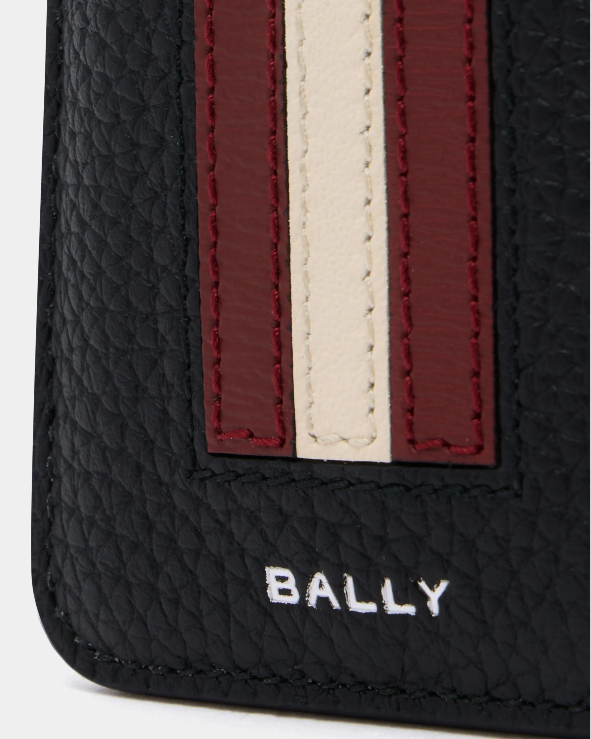 Ribbon Card Holder in Black Grained Leather - Image 3