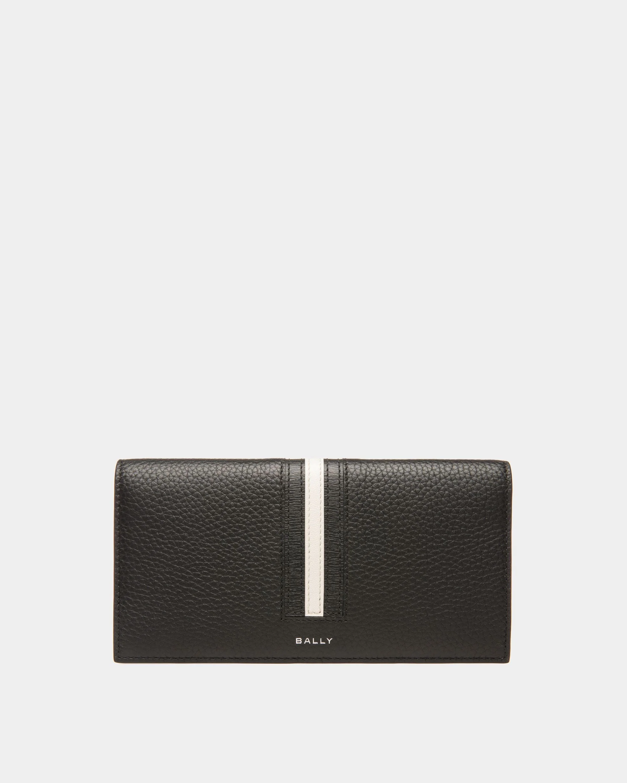 Ribbon Continental Wallet In Black Leather