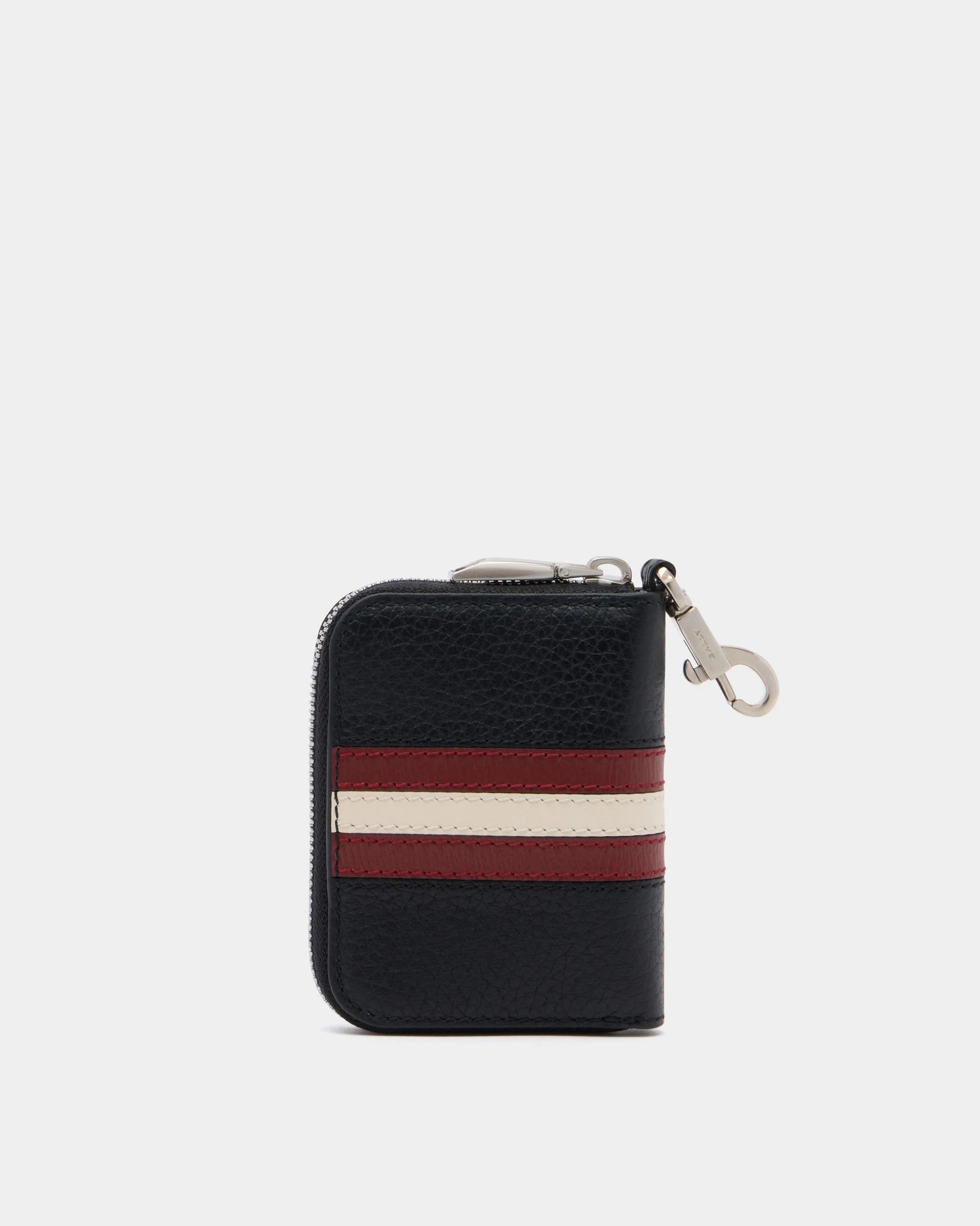Ribbon Key Holder in Black Grained Leather - Image 2
