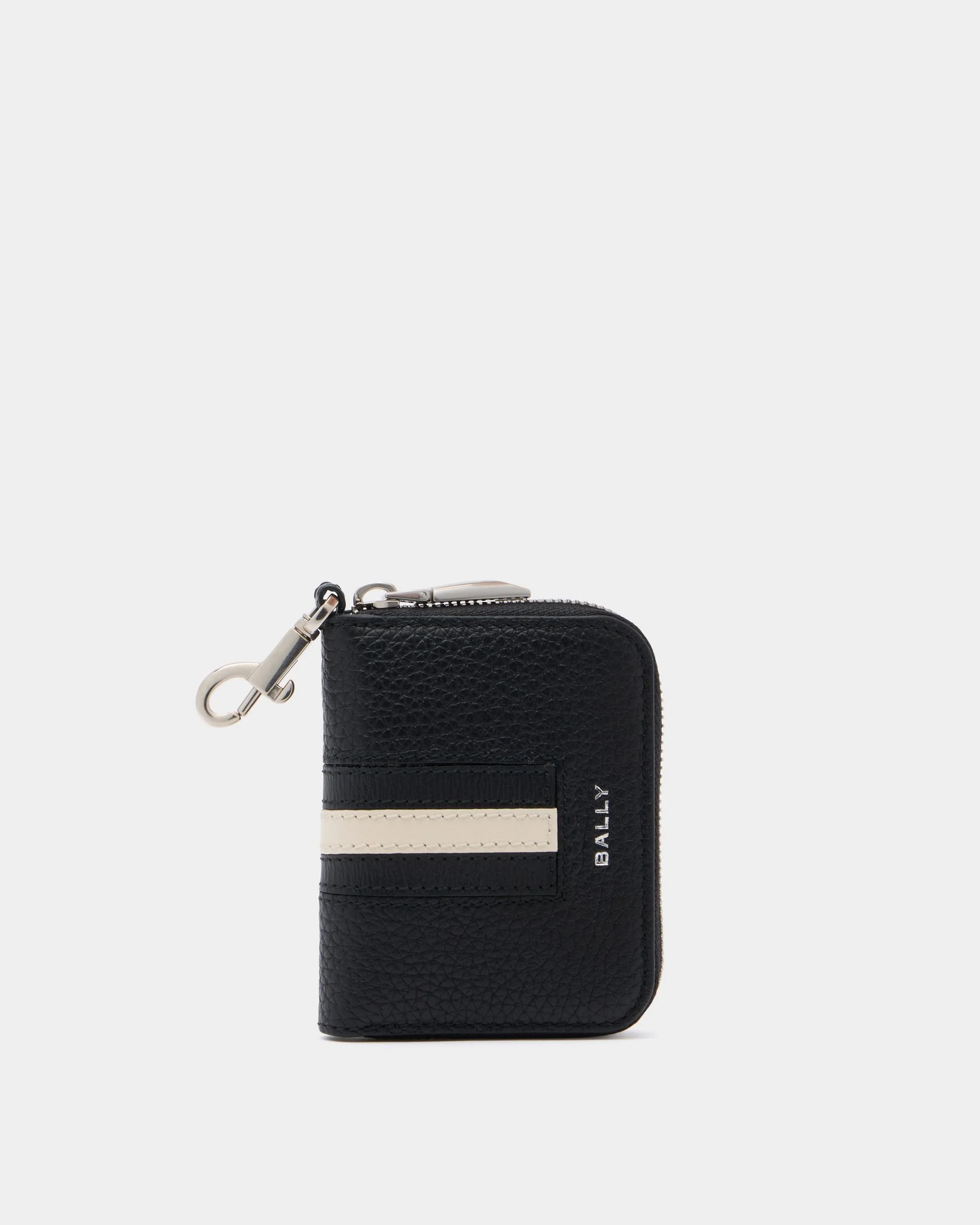 Ribbon Key Holder in Black Grained Leather