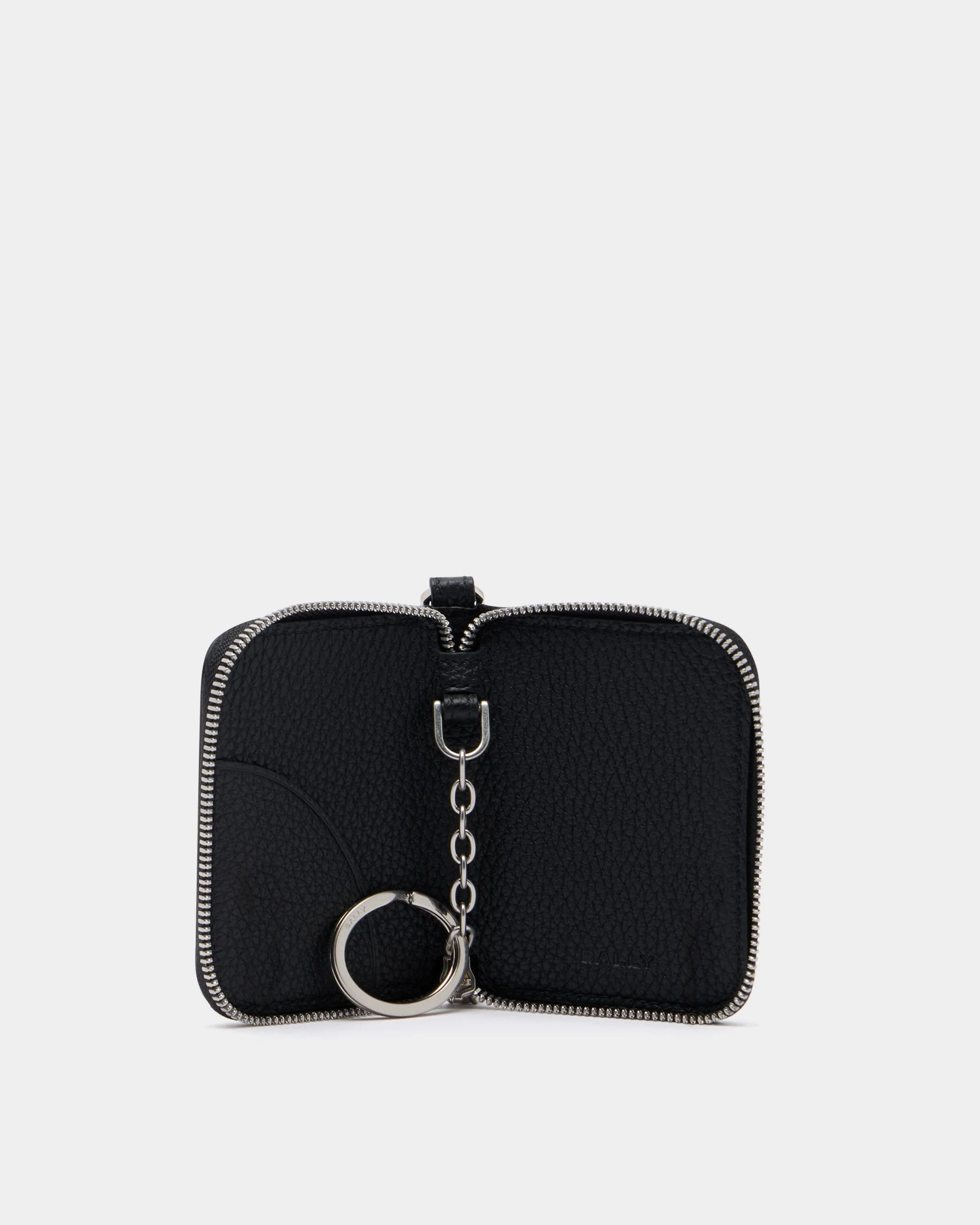 Ribbon Key Holder in Black Grained Leather - Image 3