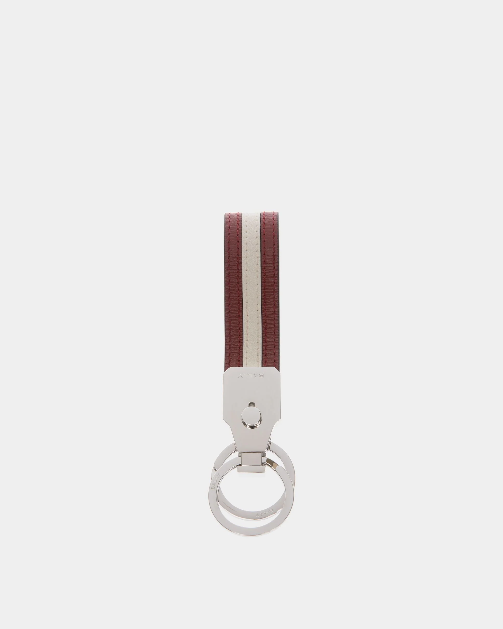 Ribbon Keyring in Red Leather