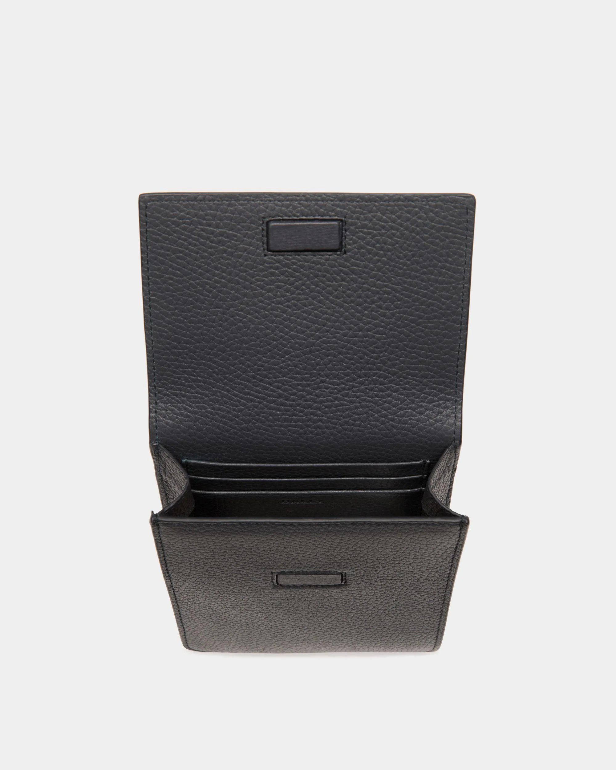 Ribbon Phone Wallet In Blue Grained Leather - Image 3