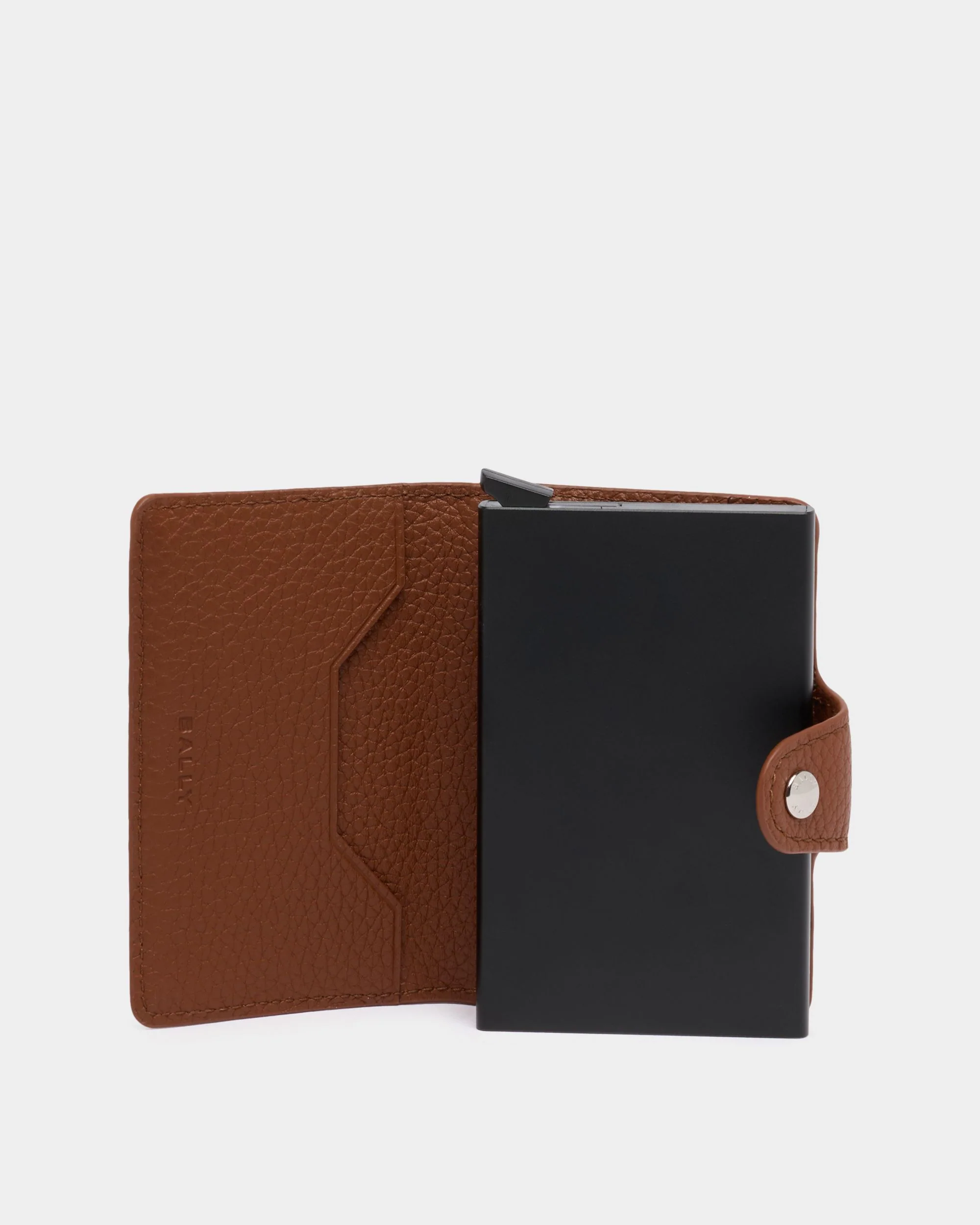 Ribbon Smart Wallet in Amber Brown Grained Leather - Image 4