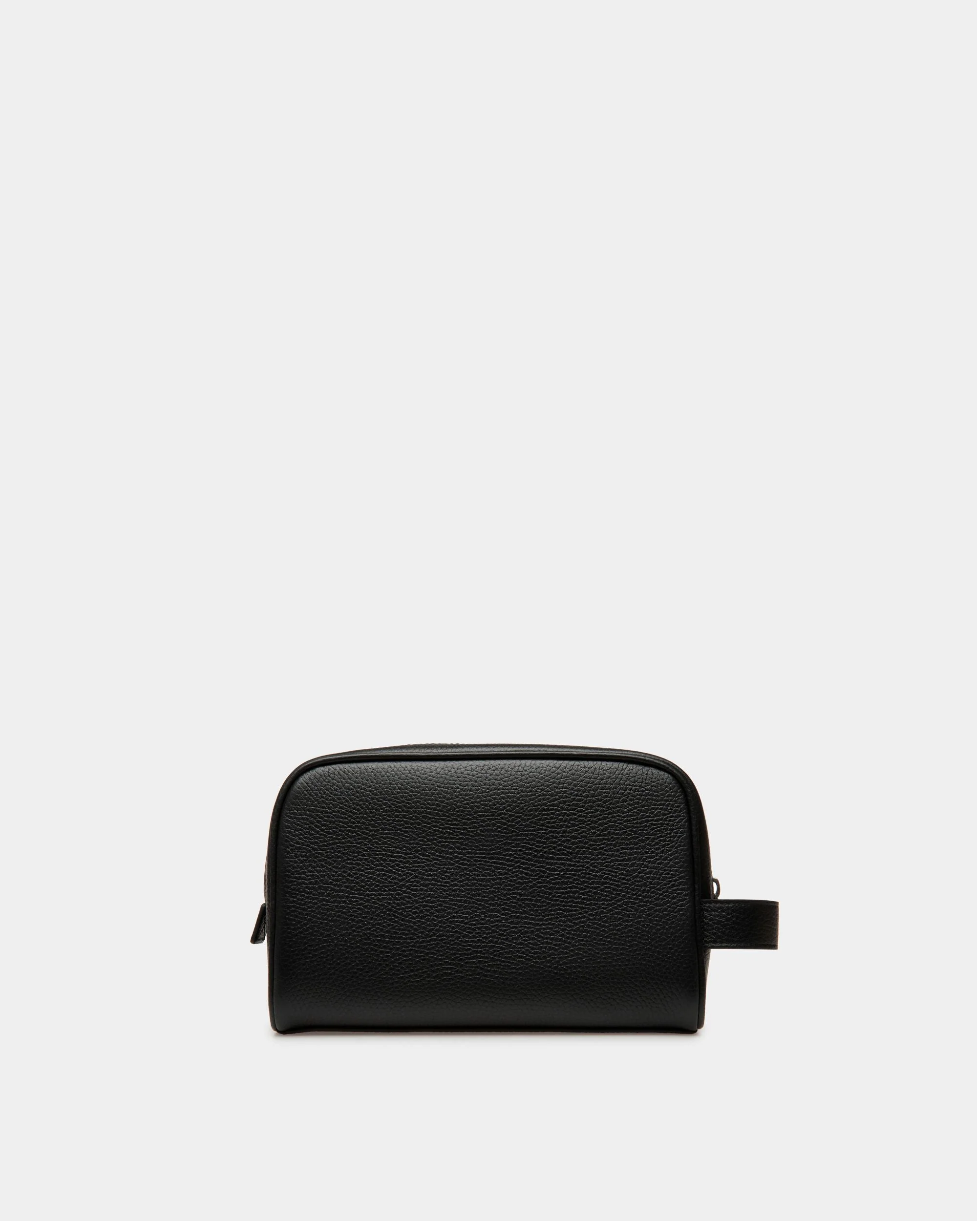 Ribbon Toiletry Bag In Black Leather - Image 2