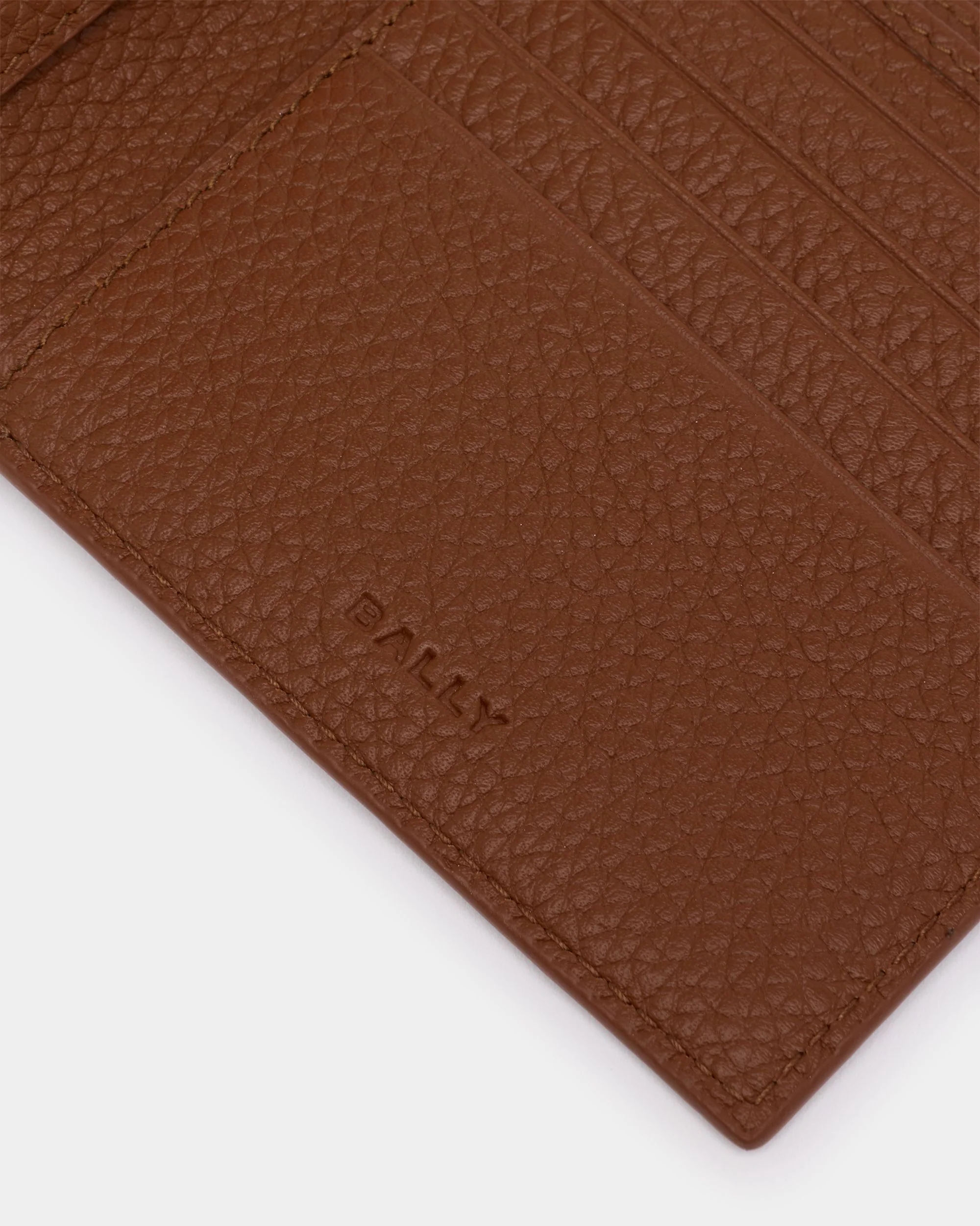 Ribbon Wallet in Amber Brown Grained Leather - Image 4