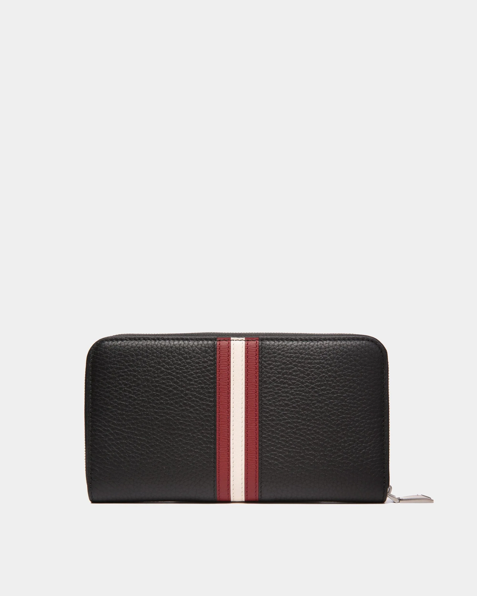Ribbon Zip Around Wallet in Black Grained Leather - Image 2