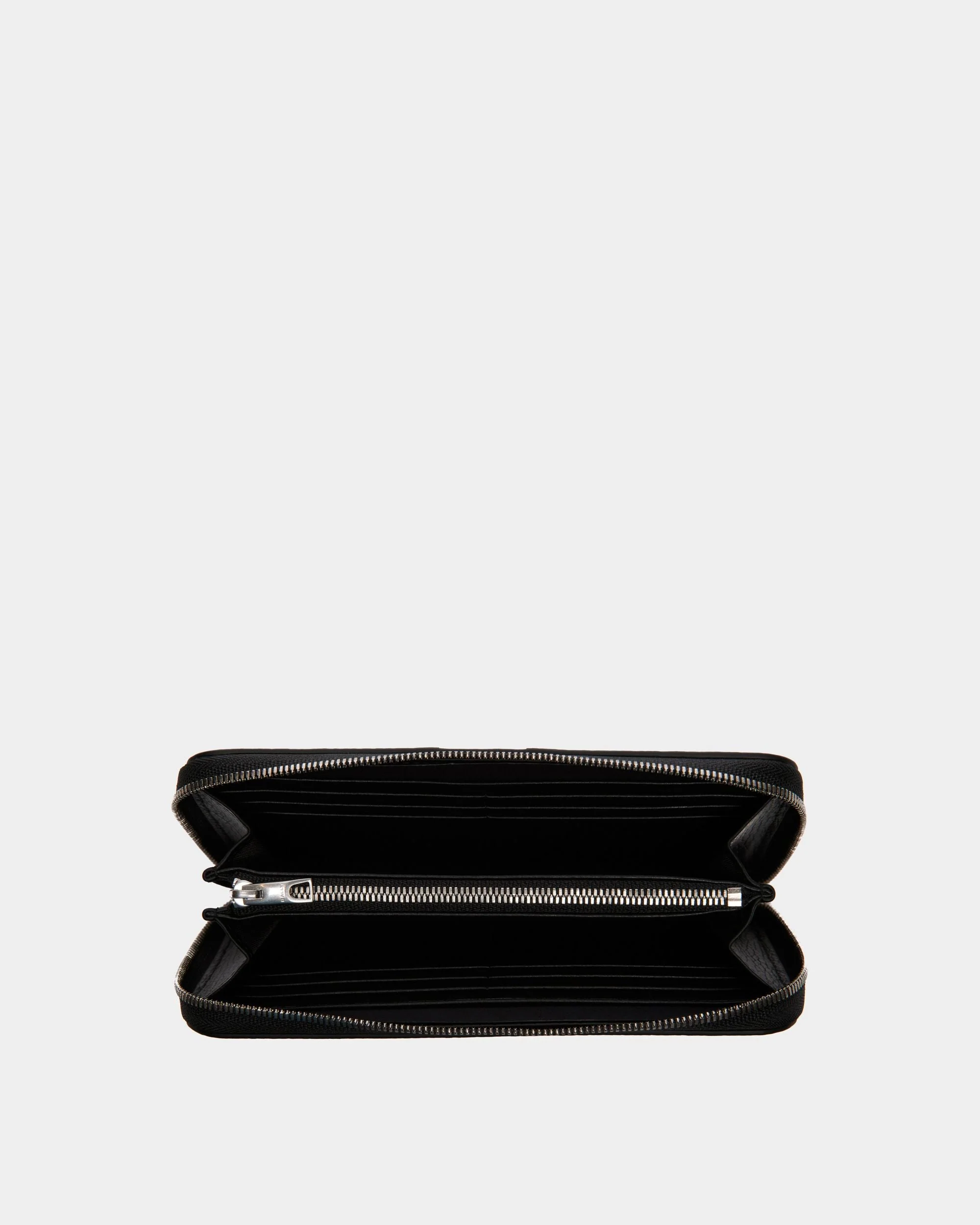 Ribbon Zip Around Wallet in Black Grained Leather - Image 3