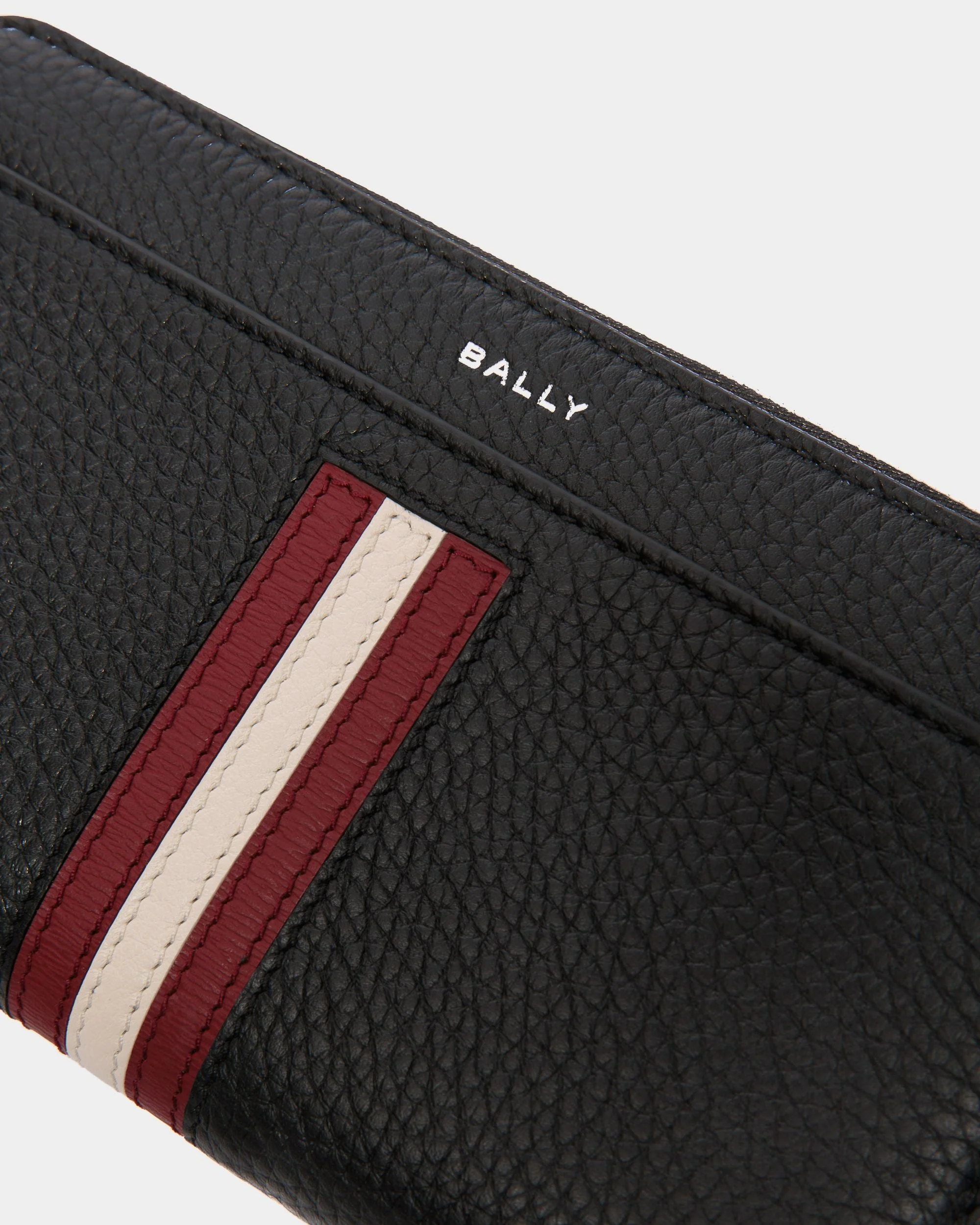 Ribbon Zip Around Wallet in Black Grained Leather - Image 4