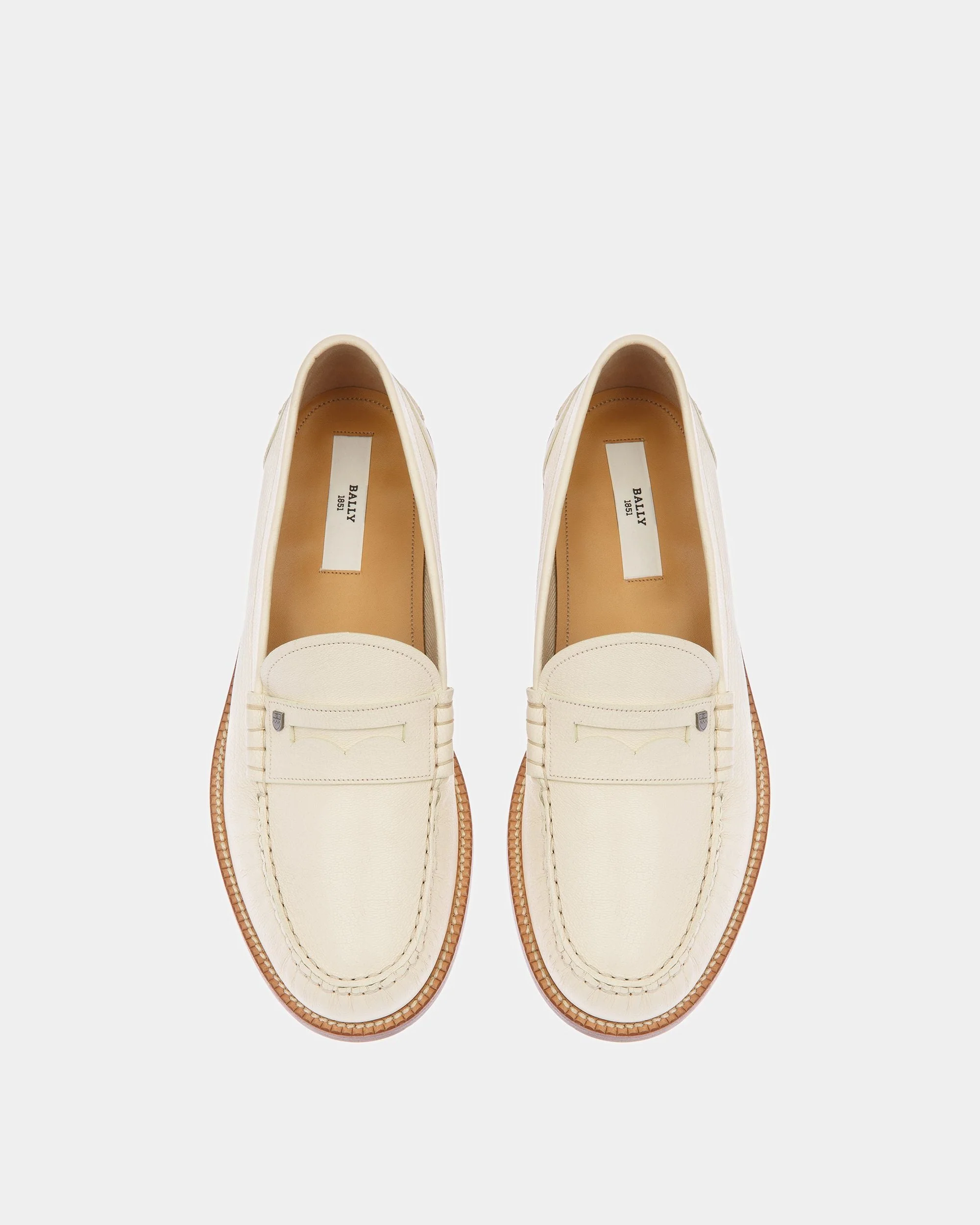 Ron Leather Moccasins In Bone - Image 2