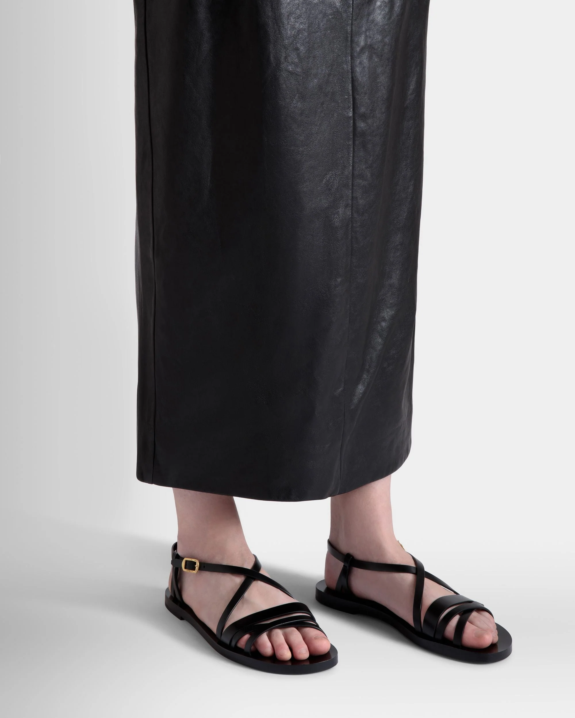Salis Flat Sandal In Black Leather - Image 2