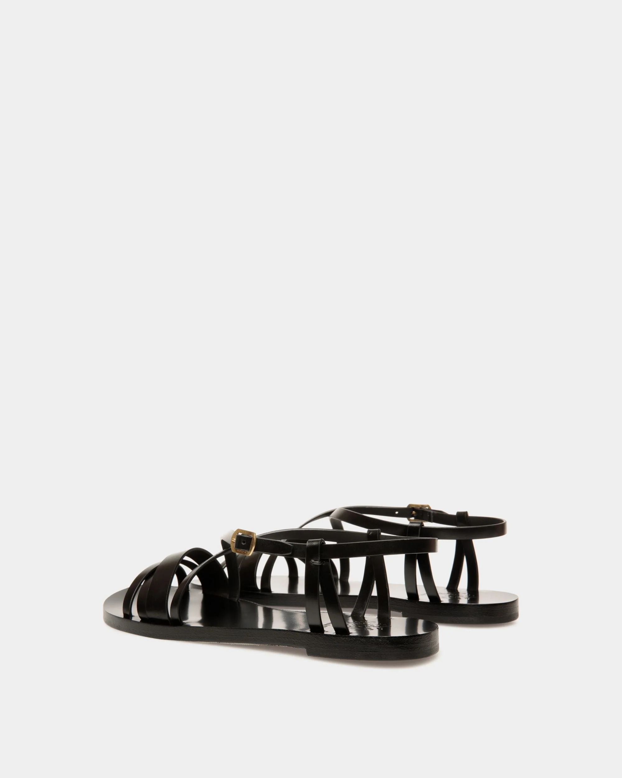 Salis Flat Sandal In Black Leather - Image 4