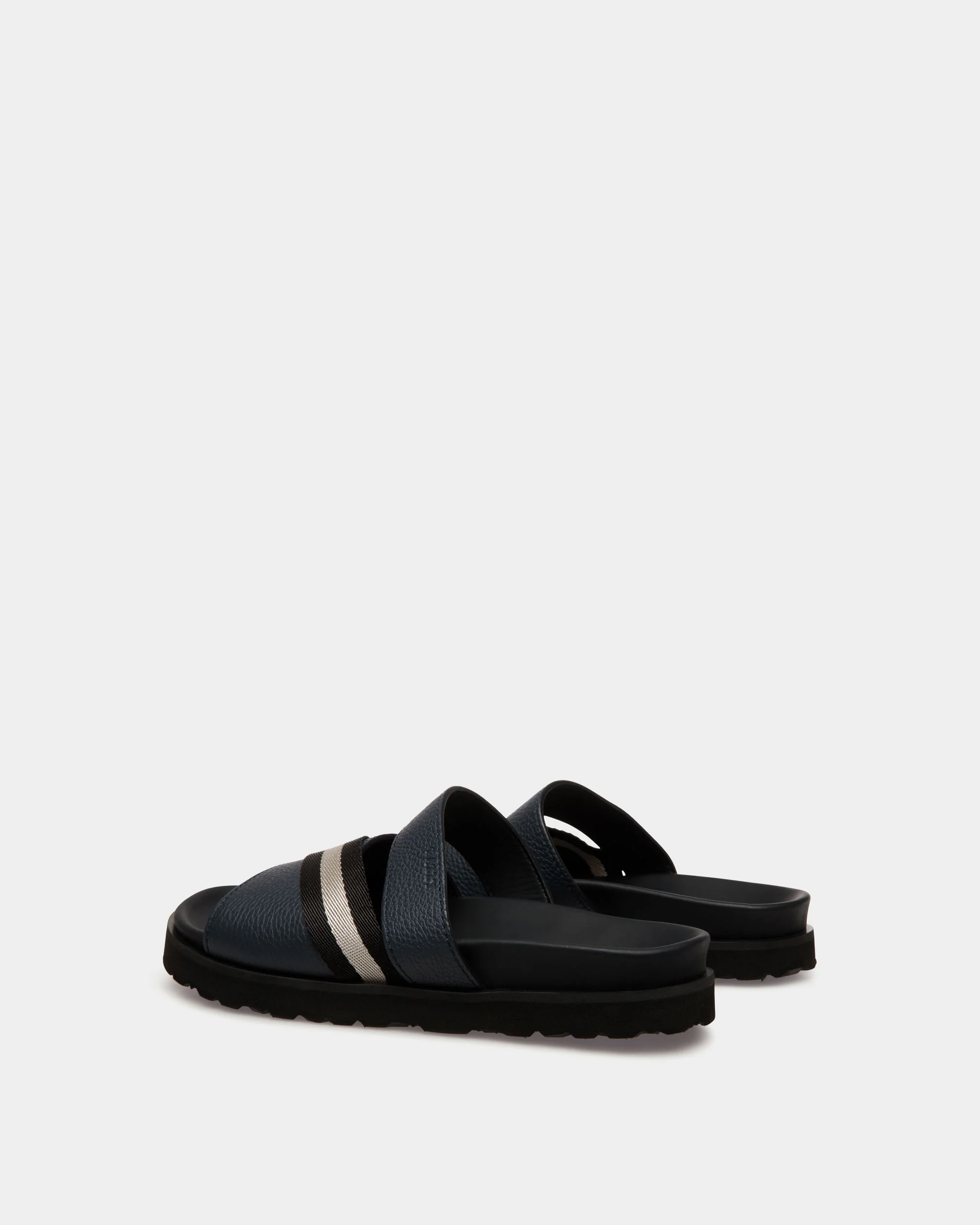 Sandal In Blue Grained Leather - Image 3