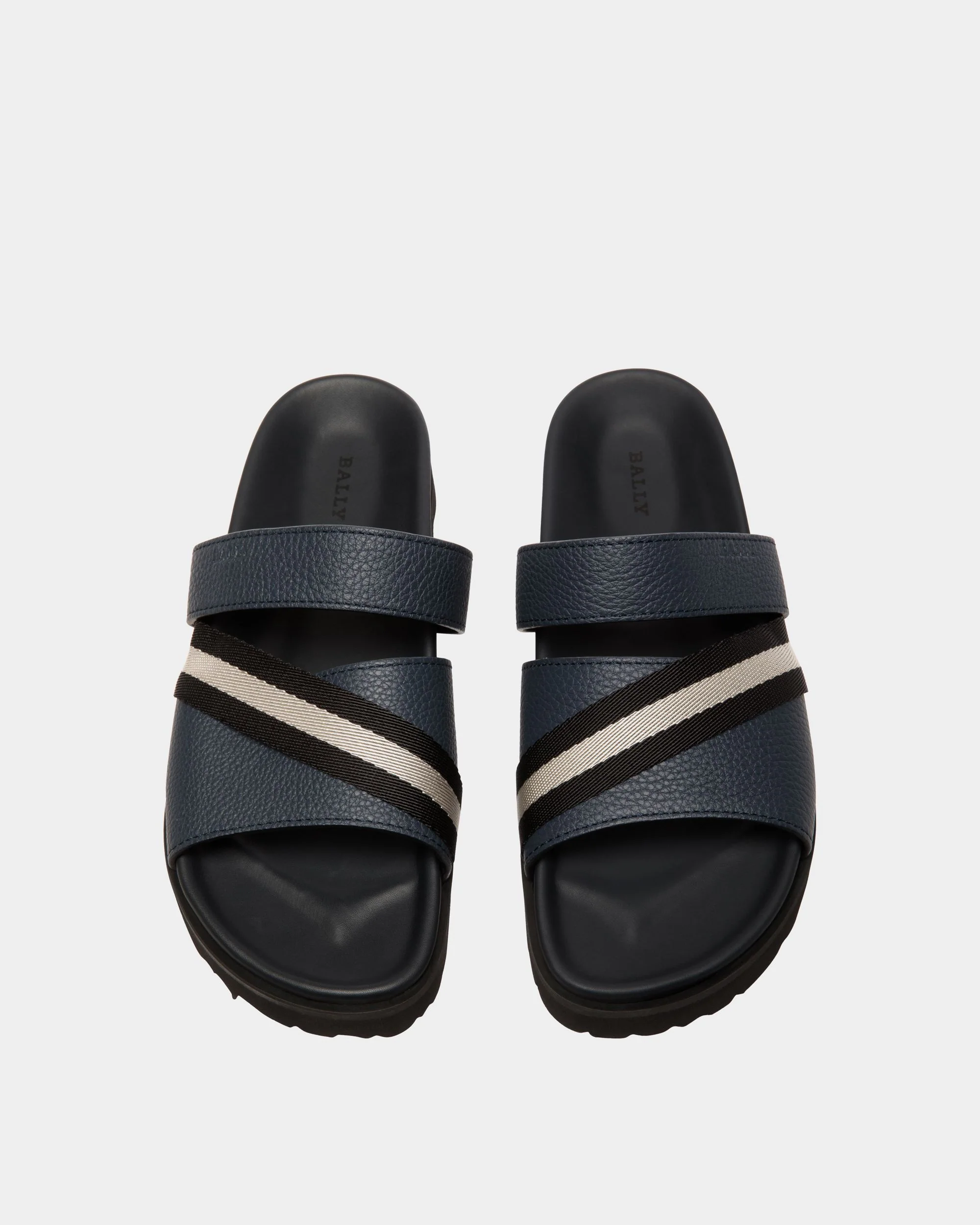 Sandal In Blue Grained Leather - Image 4