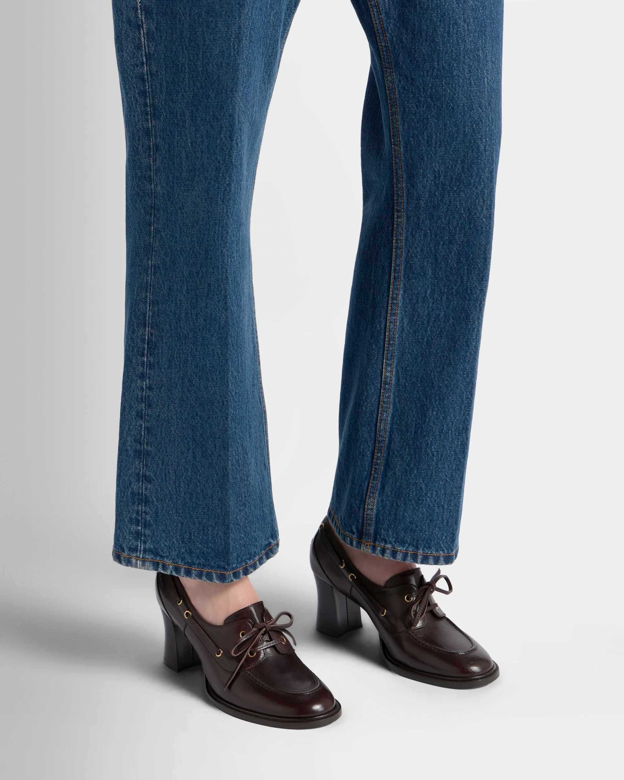 Saule Lace-up Pump in Ebano Leather - Image 2