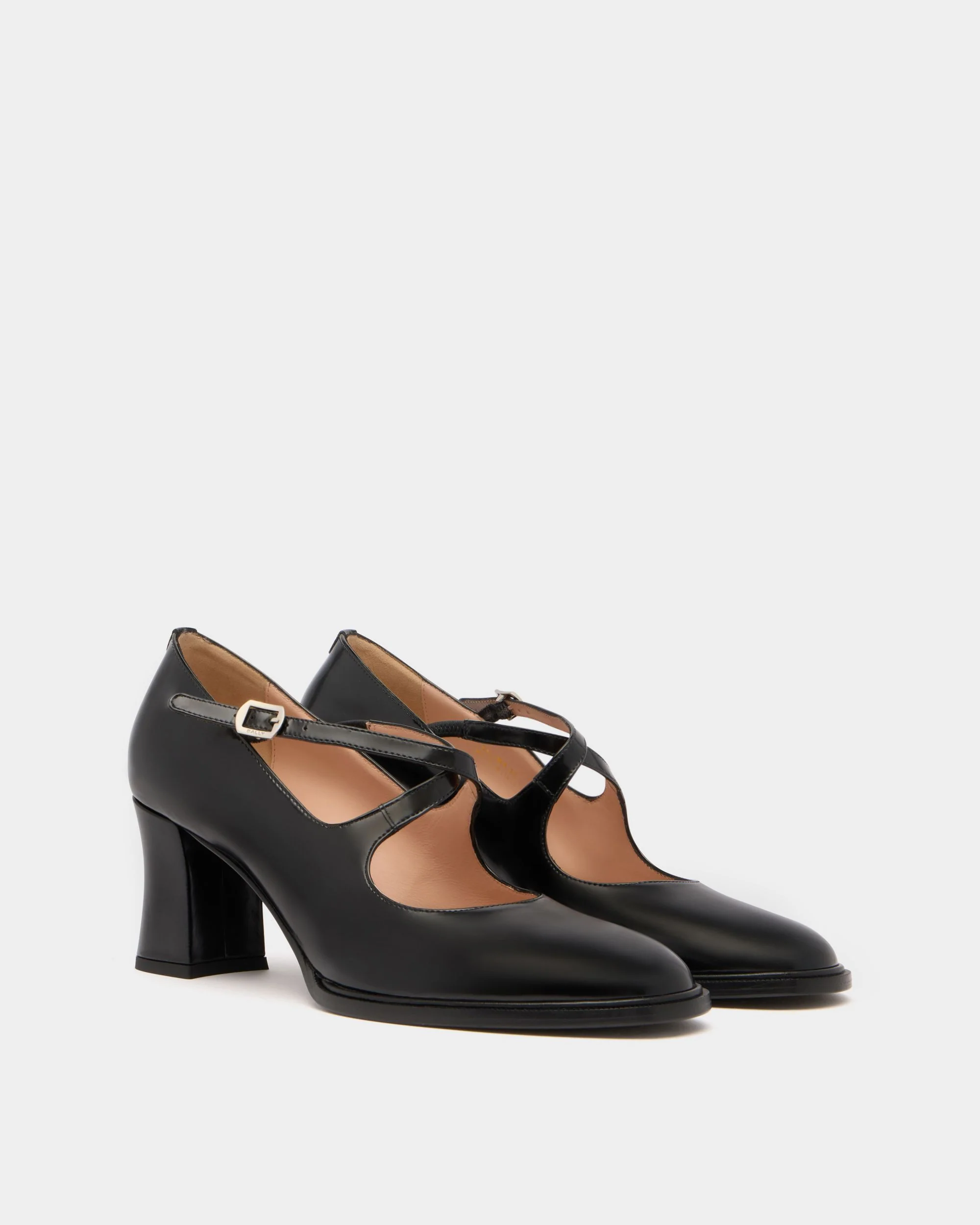 Saule Mary-Jane Pump in Black Brushed Leather - Image 3