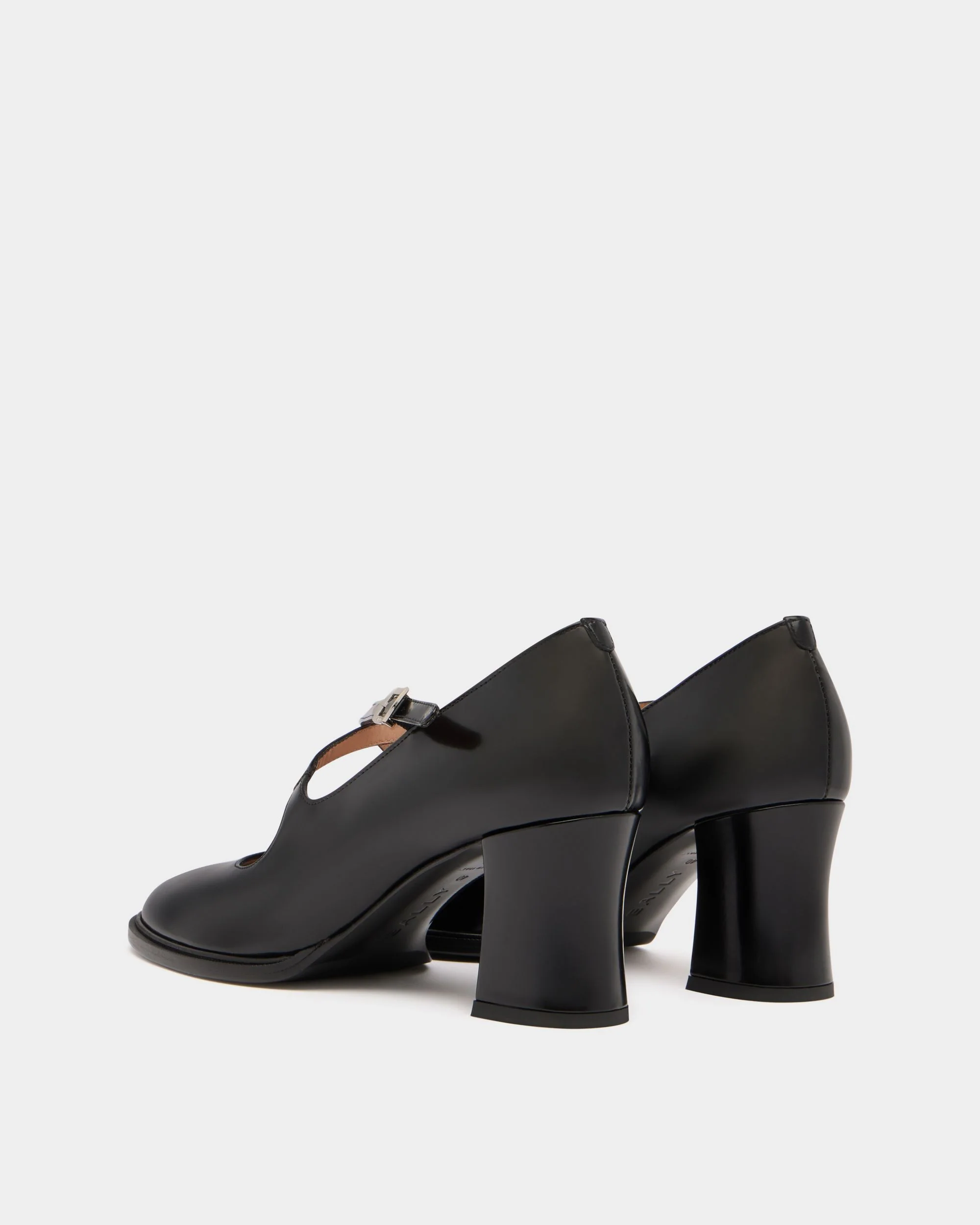 Saule Mary-Jane Pump in Black Brushed Leather - Image 4