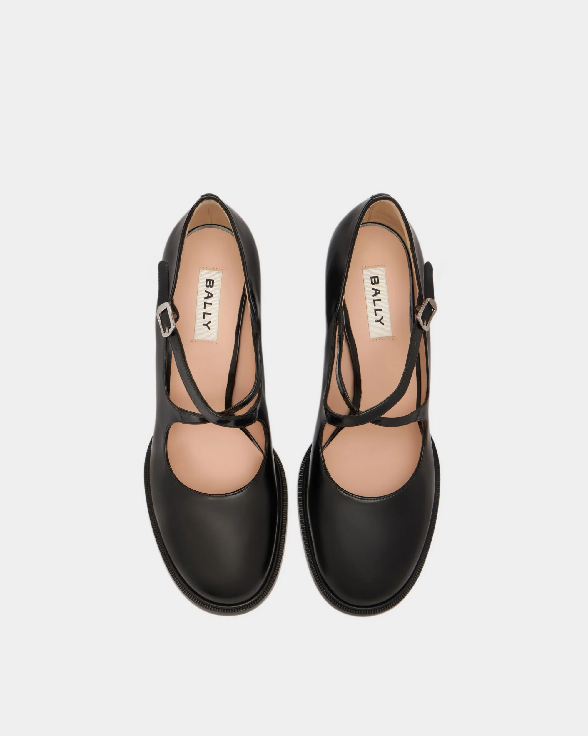 Saule Mary-Jane Pump in Black Brushed Leather - Image 5