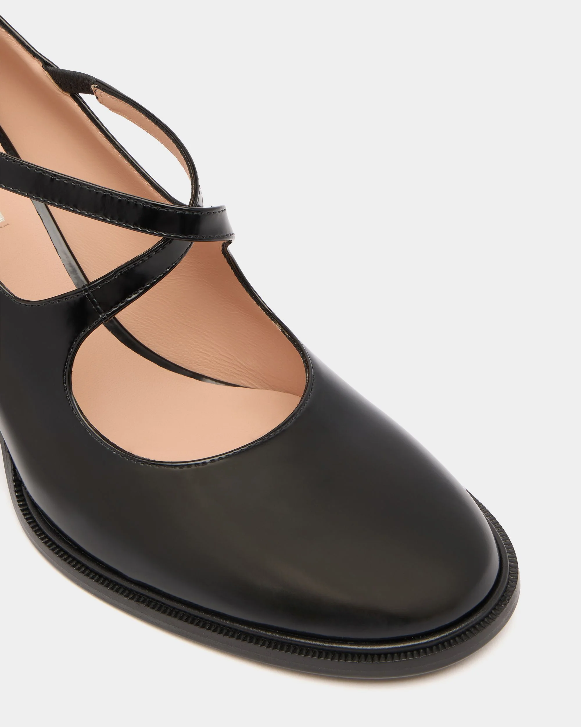Saule Mary-Jane Pump in Black Brushed Leather - Image 6