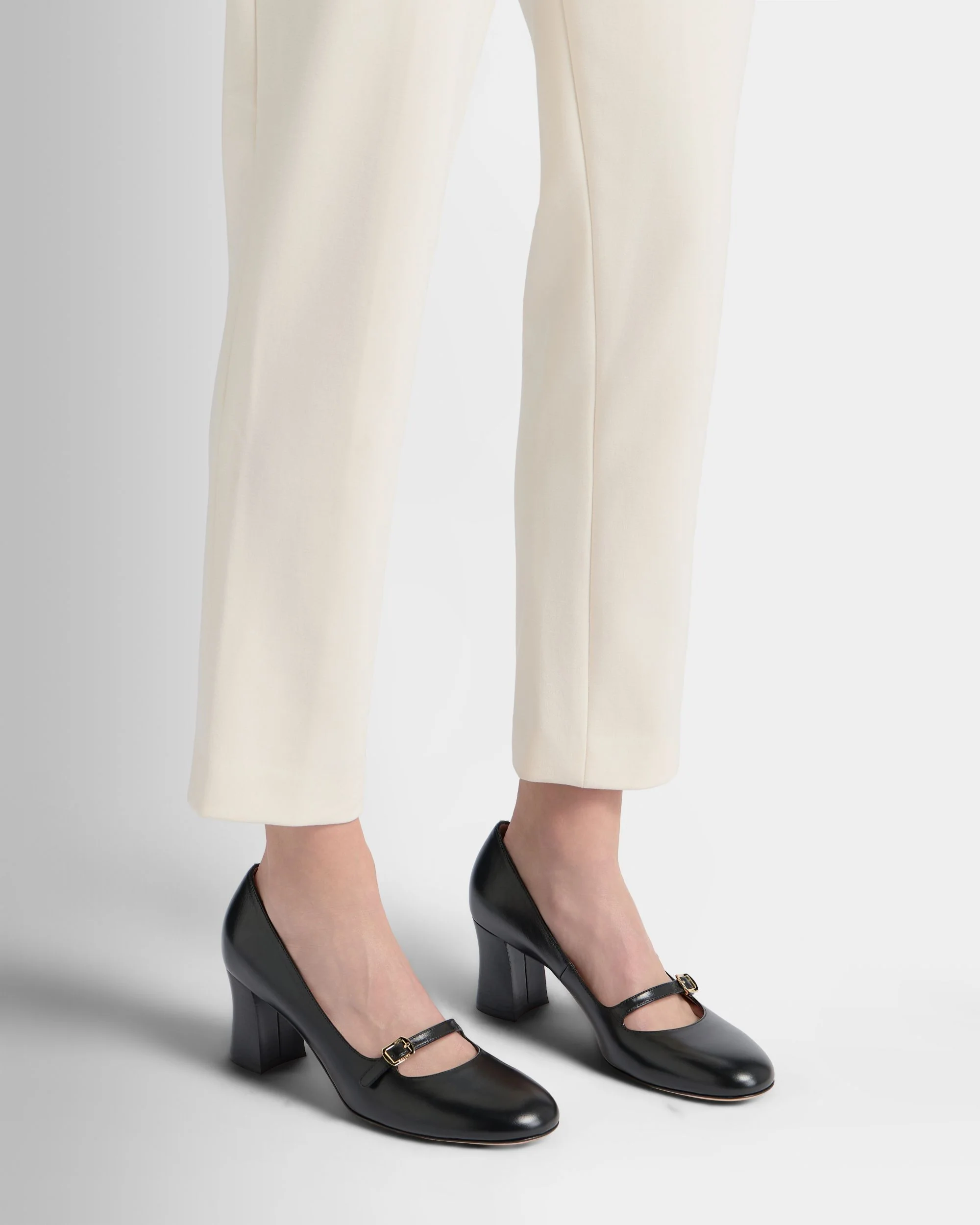 Saule Mary-Jane Pump in Black Leather - Image 2