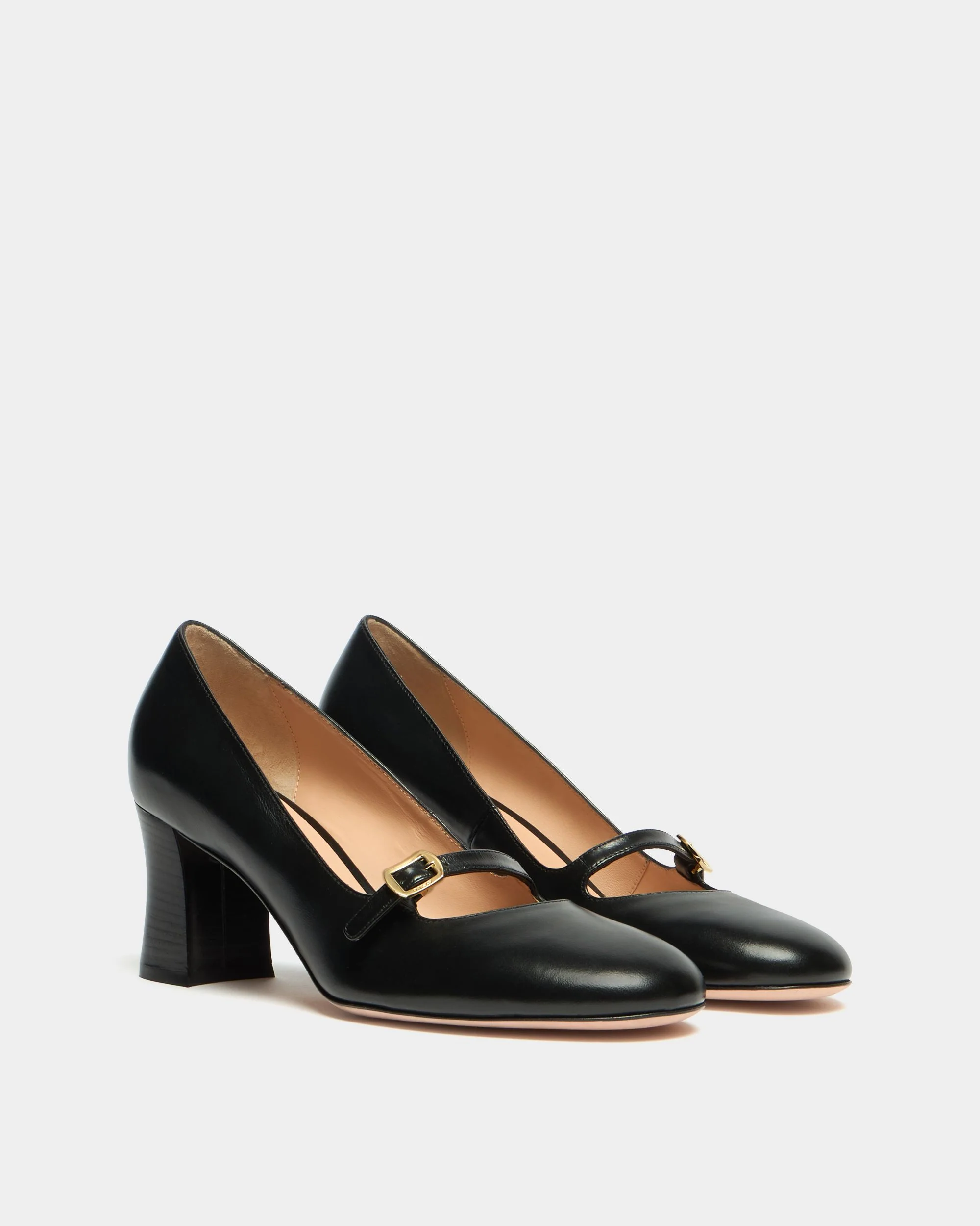 Saule Mary-Jane Pump in Black Leather - Image 3