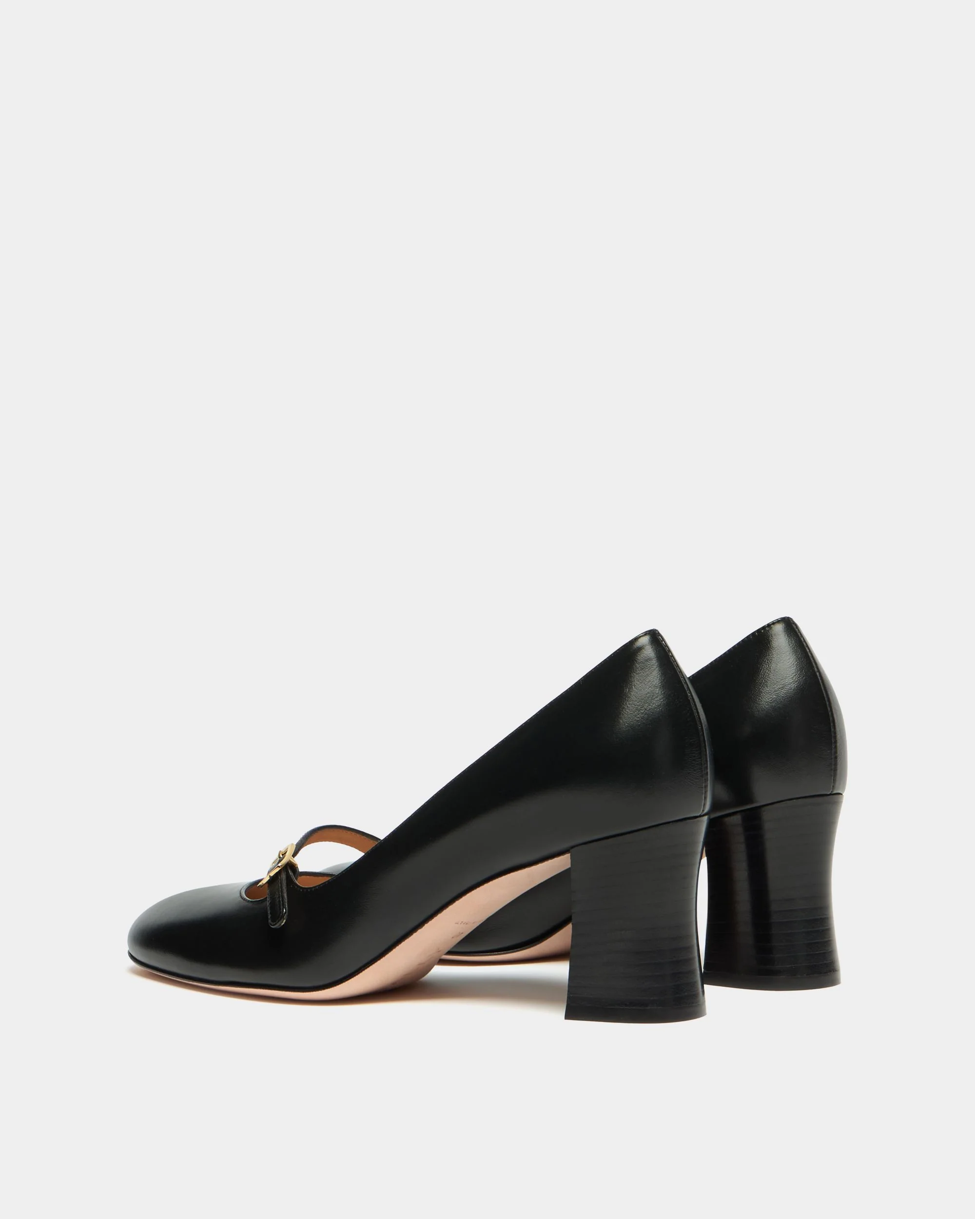 Saule Mary-Jane Pump in Black Leather - Image 4