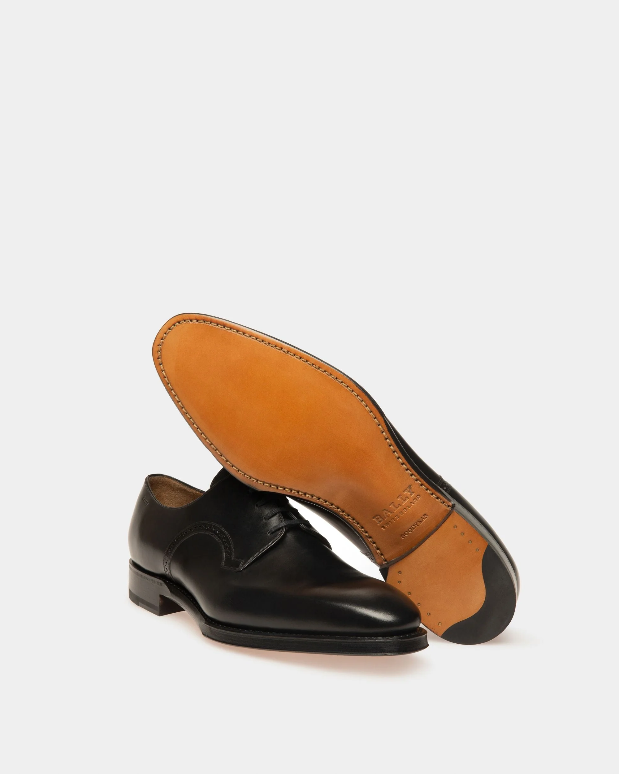 Scamardo Men's Leather Derby Lace-Up Shoe In Black - Image 4