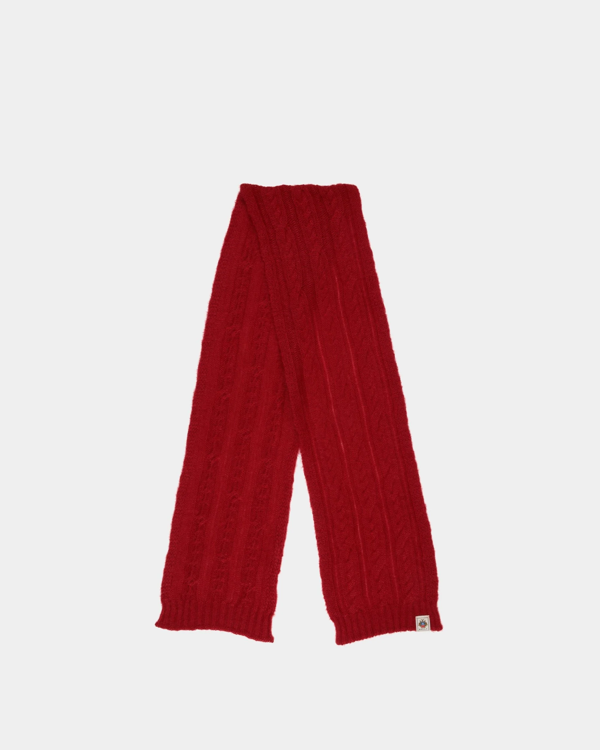 Scarf In Candy Red Mohair And Silk