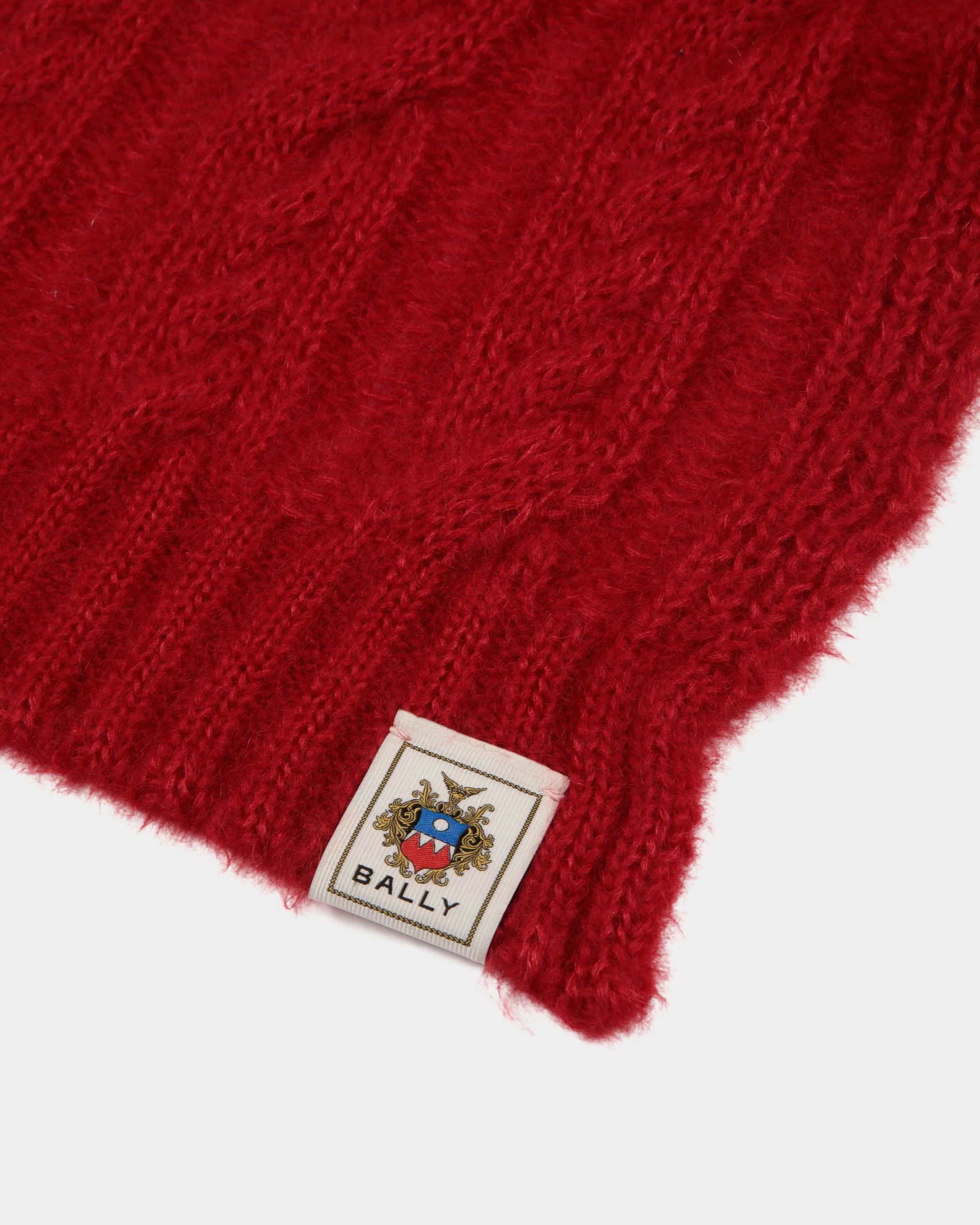Scarf In Candy Red Mohair And Silk - Image 2