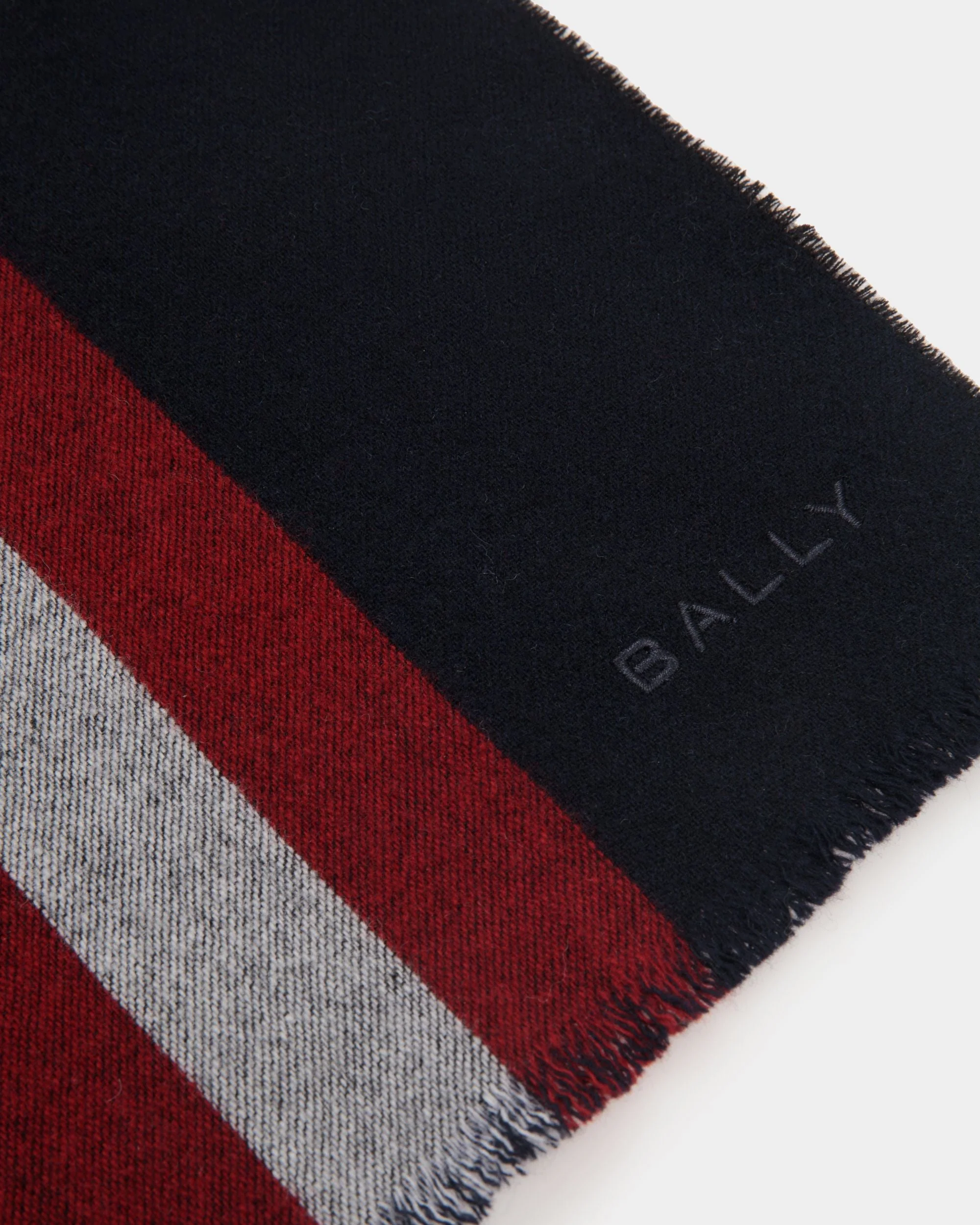 Scarf in Navy Blue Wool - Image 3