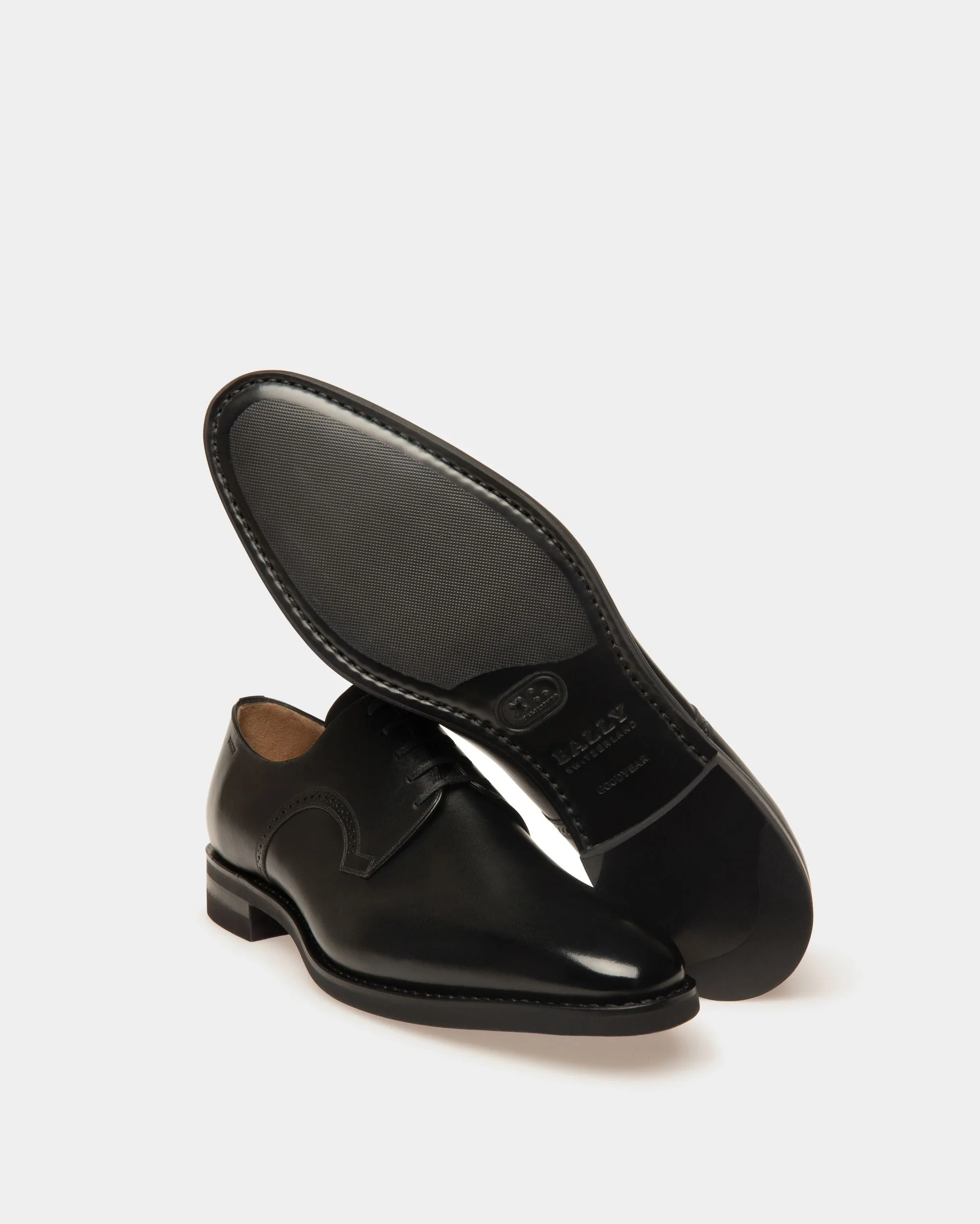 Scrivani Men's Leather Derby Lace-Up Shoe In Black - Image 4