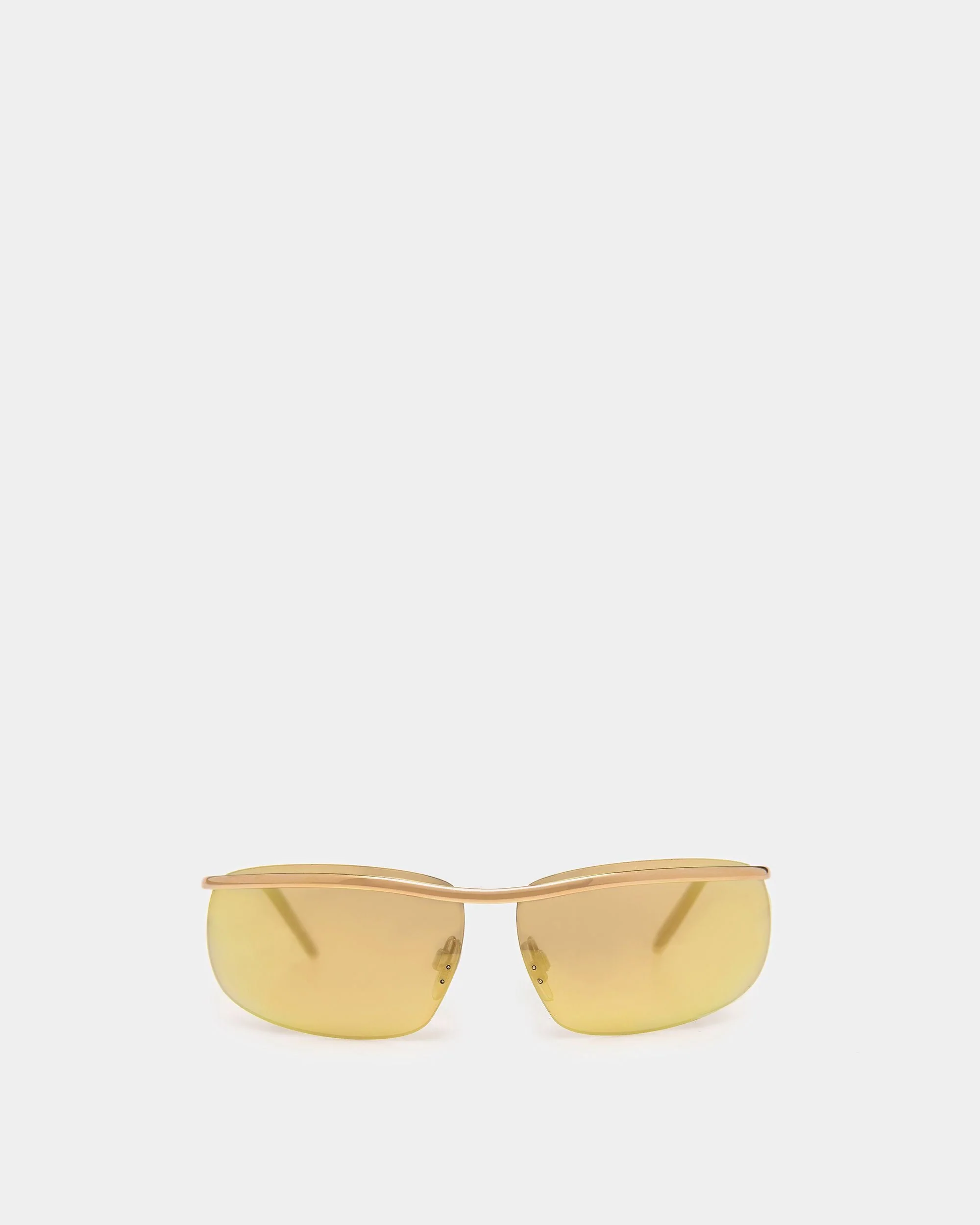 Shark Rimless Sunglasses In Shiny Gold Metal & Mirrored Gold