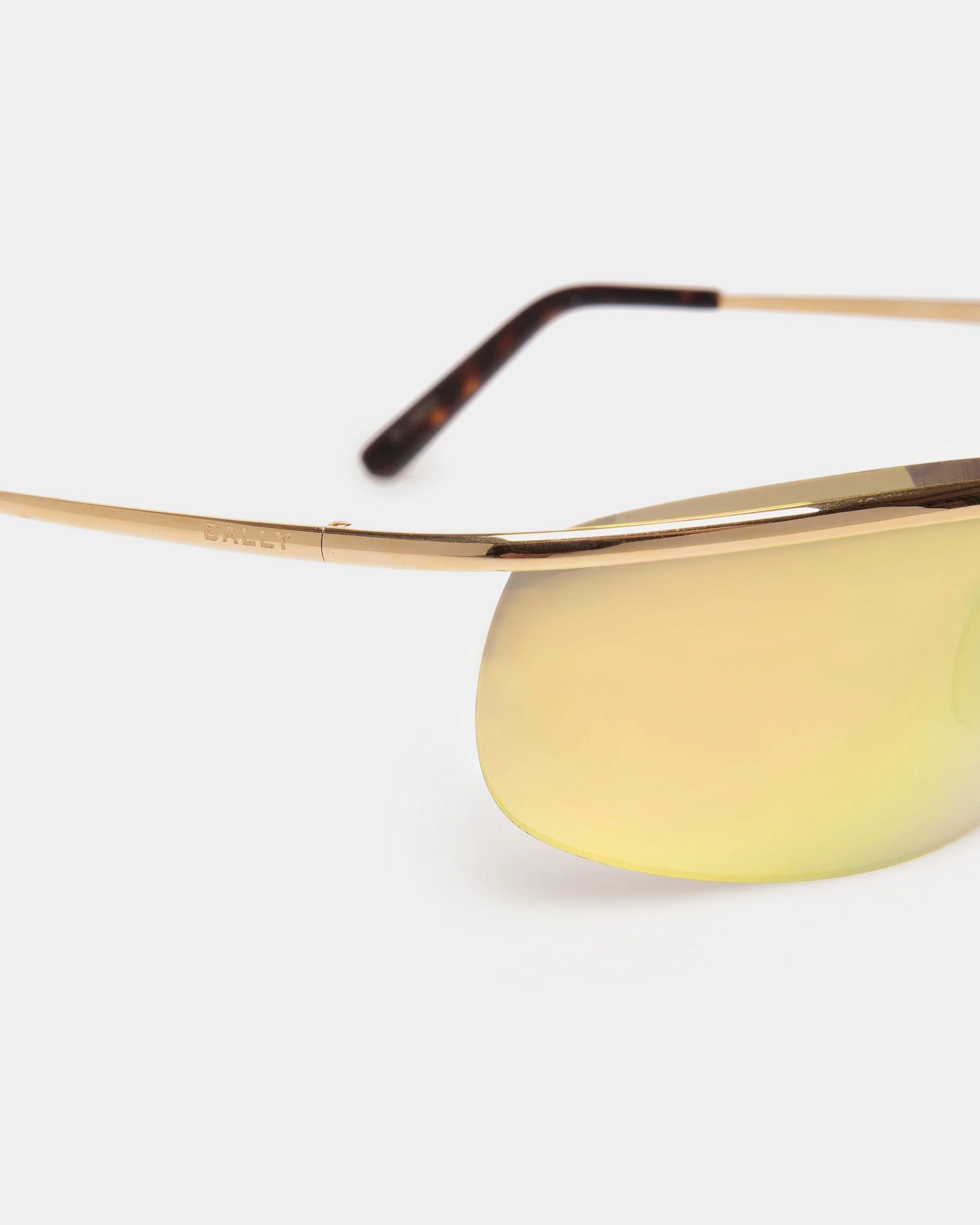 Shark Rimless Sunglasses In Shiny Gold Metal & Mirrored Gold - Image 3