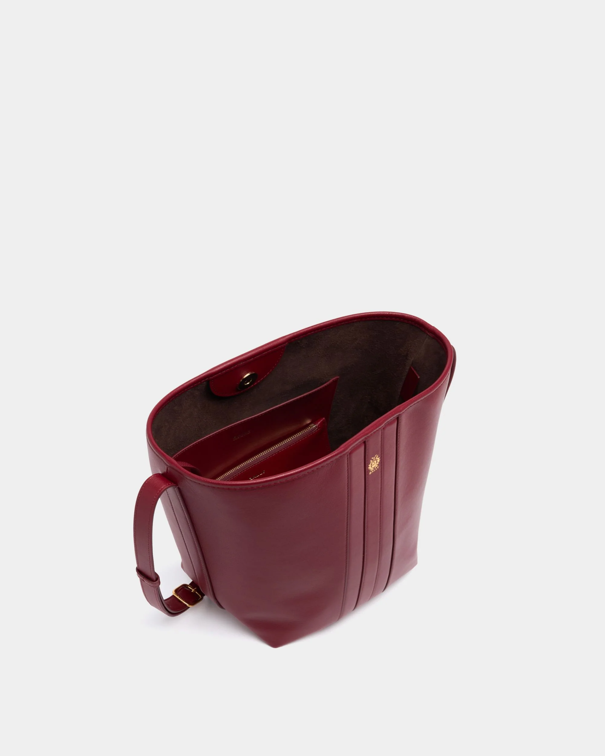 Signature Bucket Bag in Ruby Red Leather - Image 5