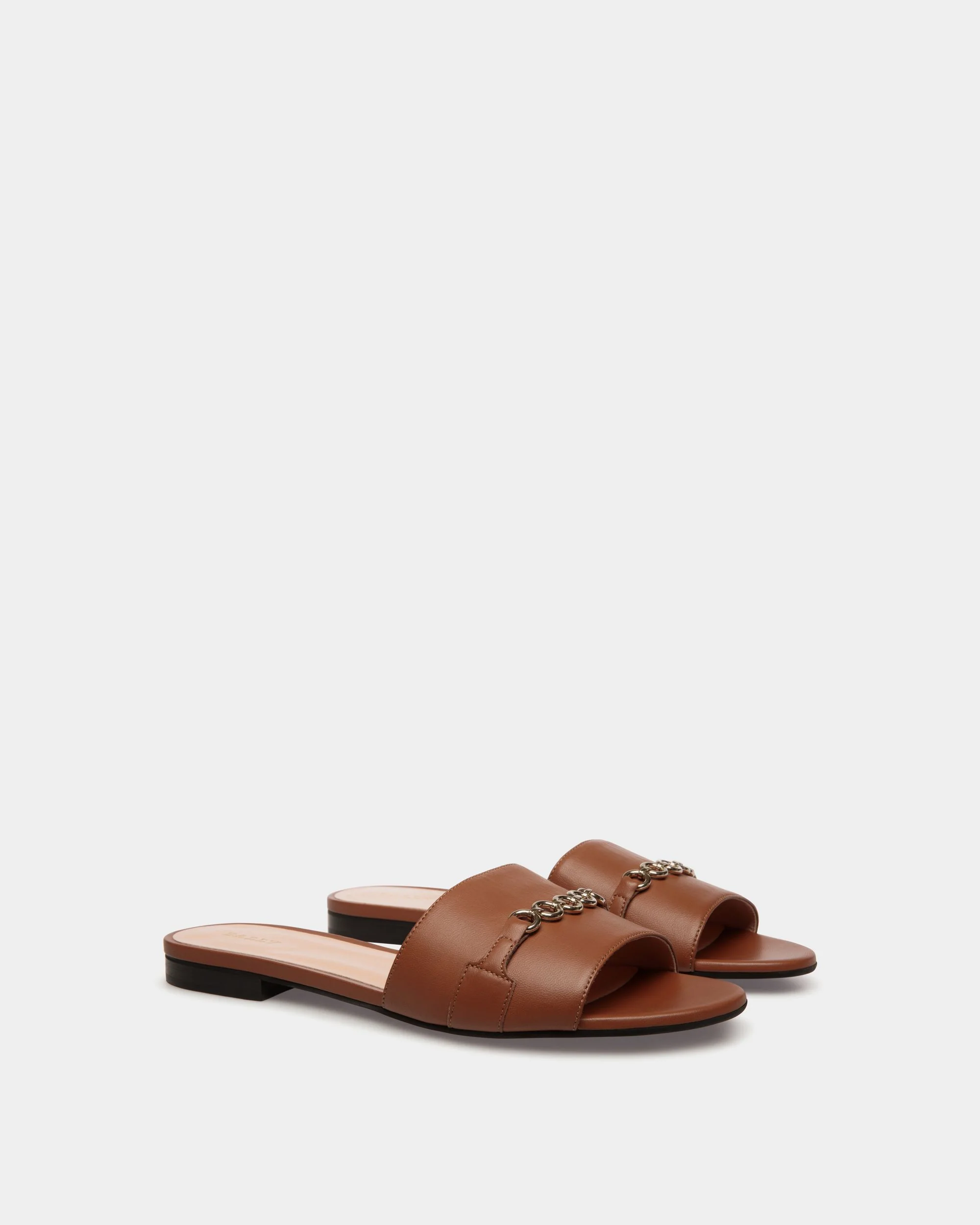 Slide Sandal in Brown Leather - Image 2