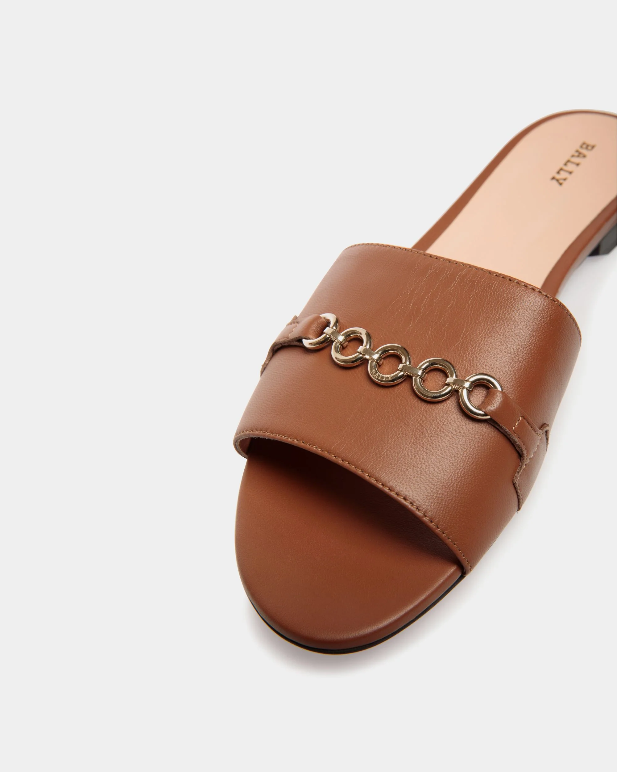 Slide Sandal in Brown Leather - Image 5