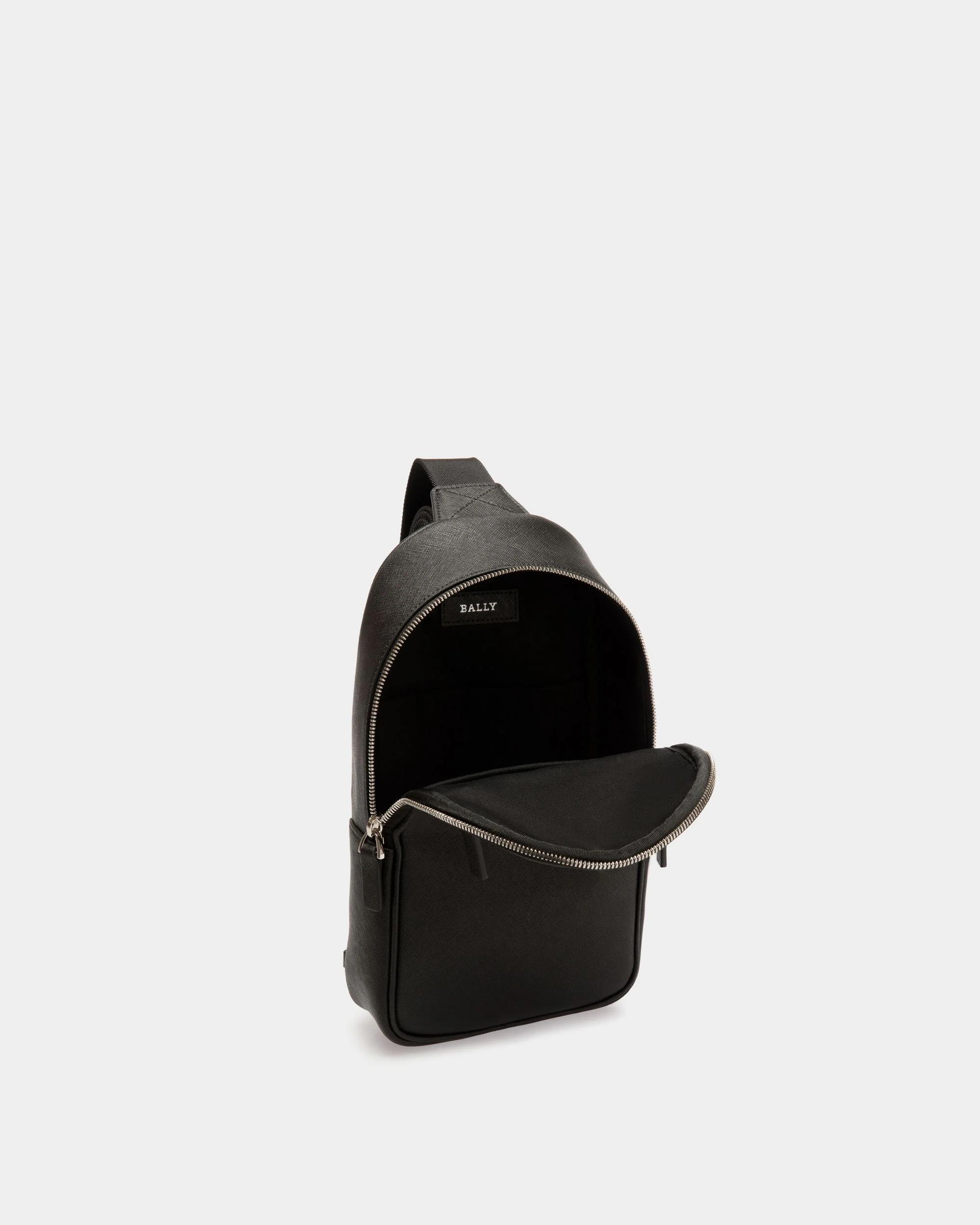 Sling Bag in Black Embossed Leather - Image 4