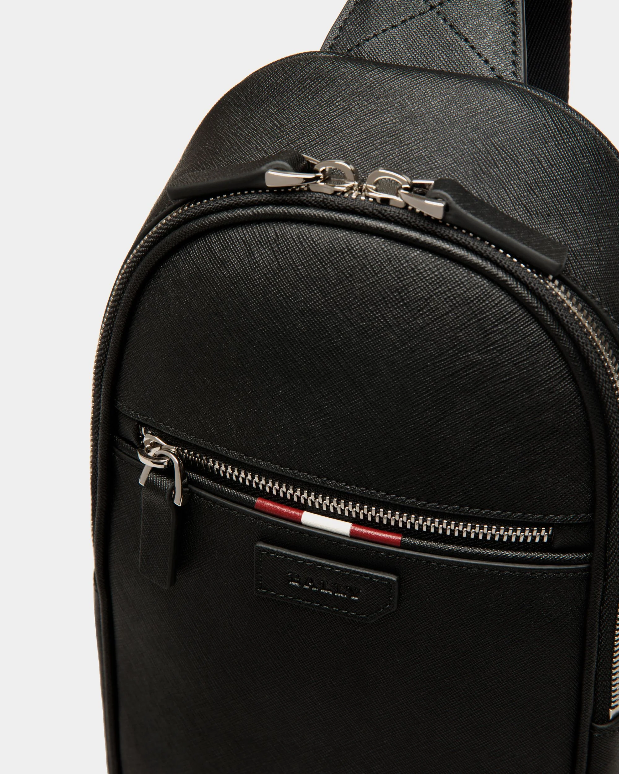 Sling Bag in Black Embossed Leather - Image 5