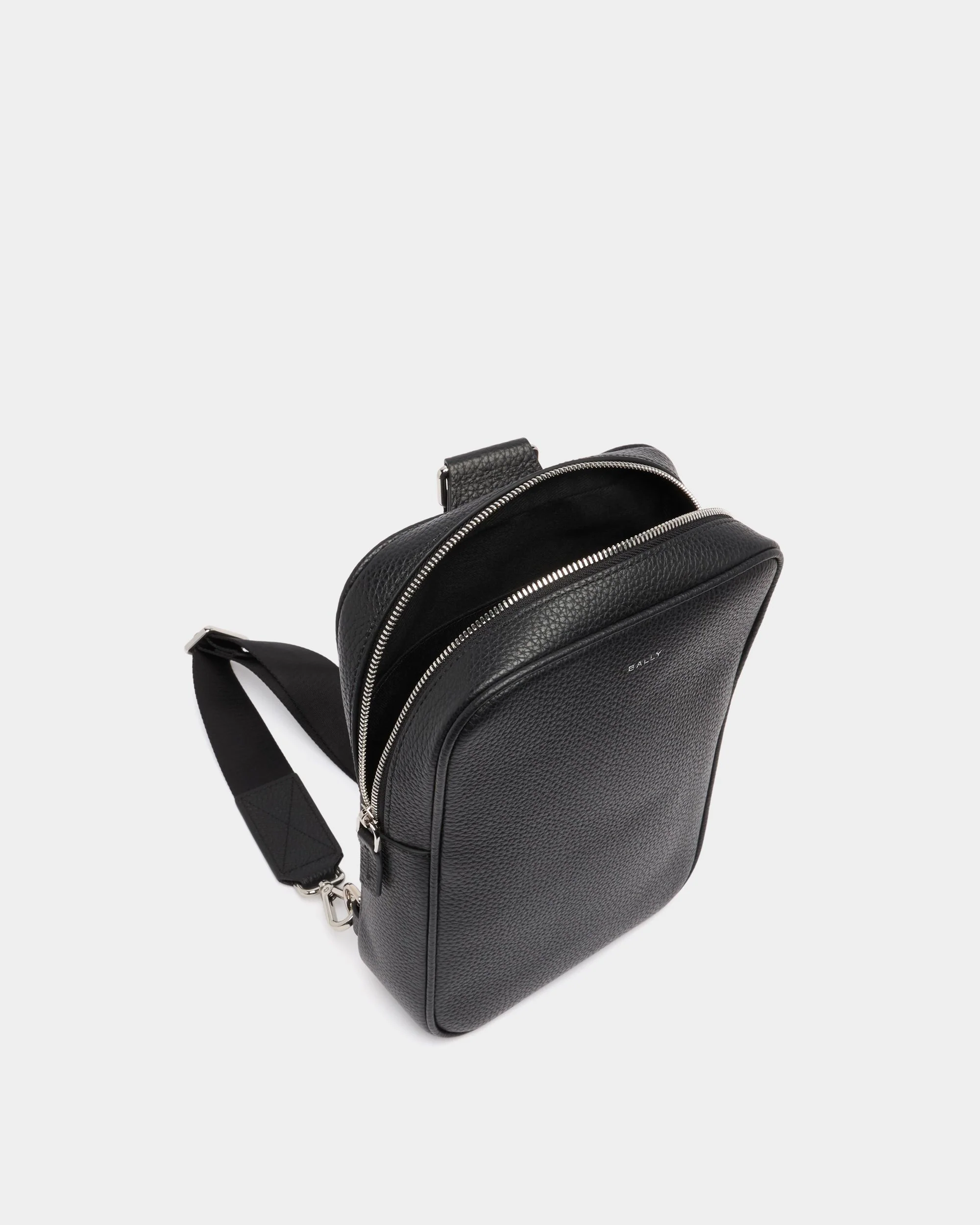 Sling Bag In Black Grained Leather - Image 4