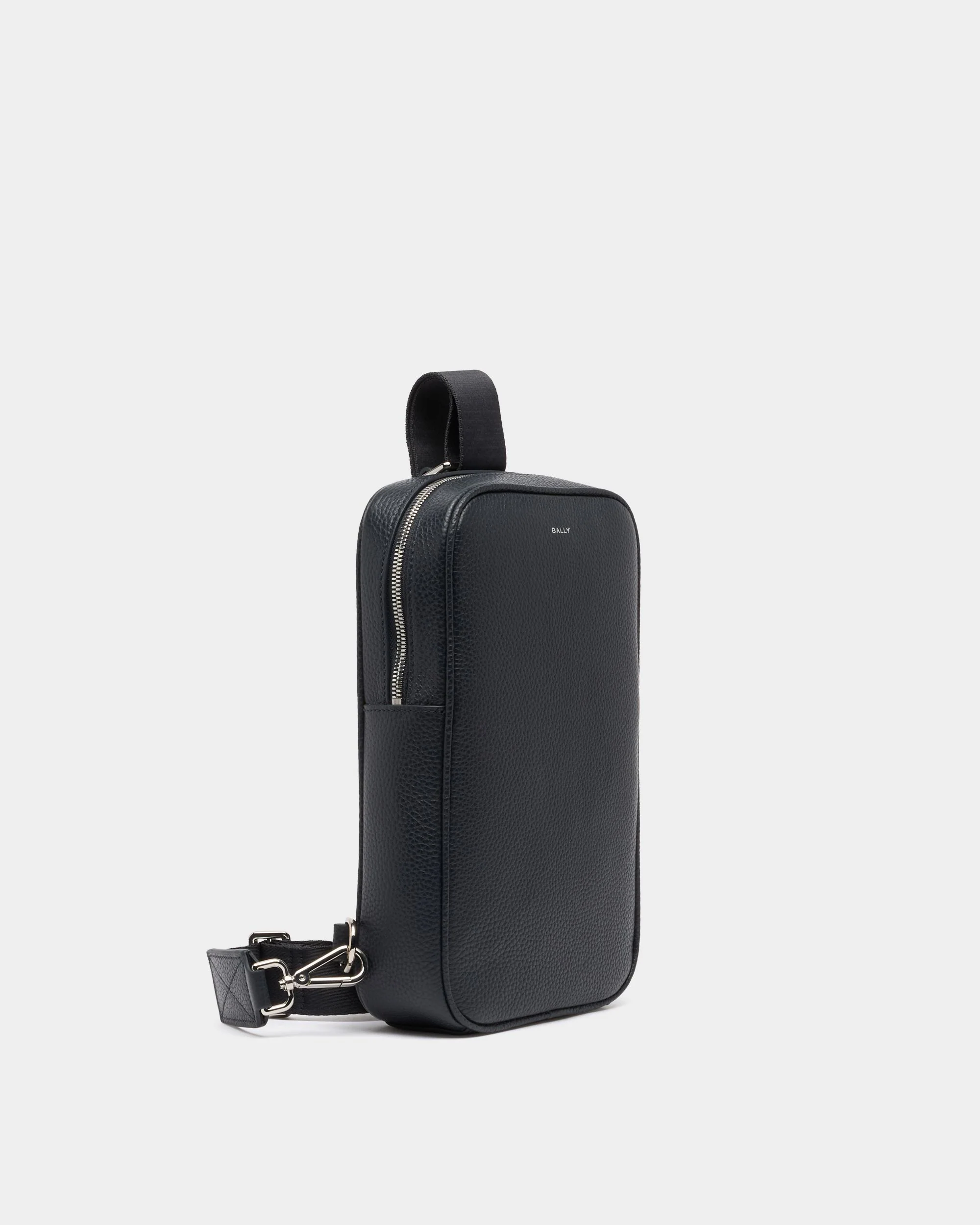 Sling Bag In Blue Grained Leather - Image 3