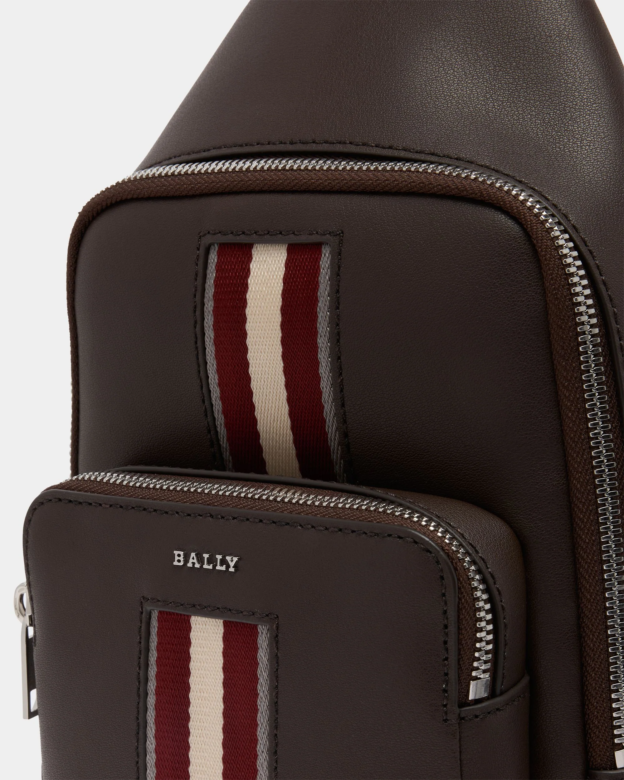 Sling Bag in Coffee Leather With a Bally Ribbon - Image 6