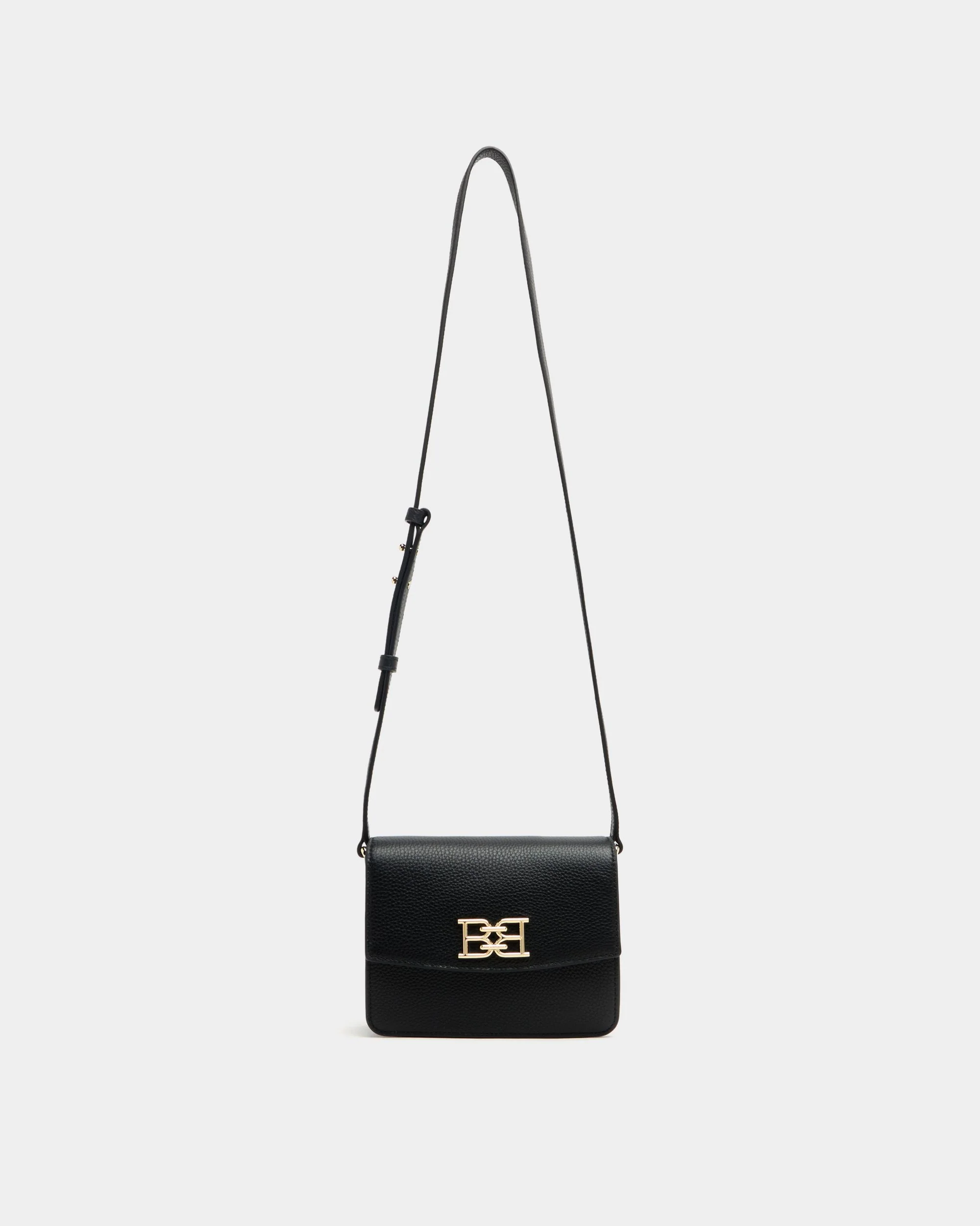 Small Crossbody Bag in Black Grained Leather