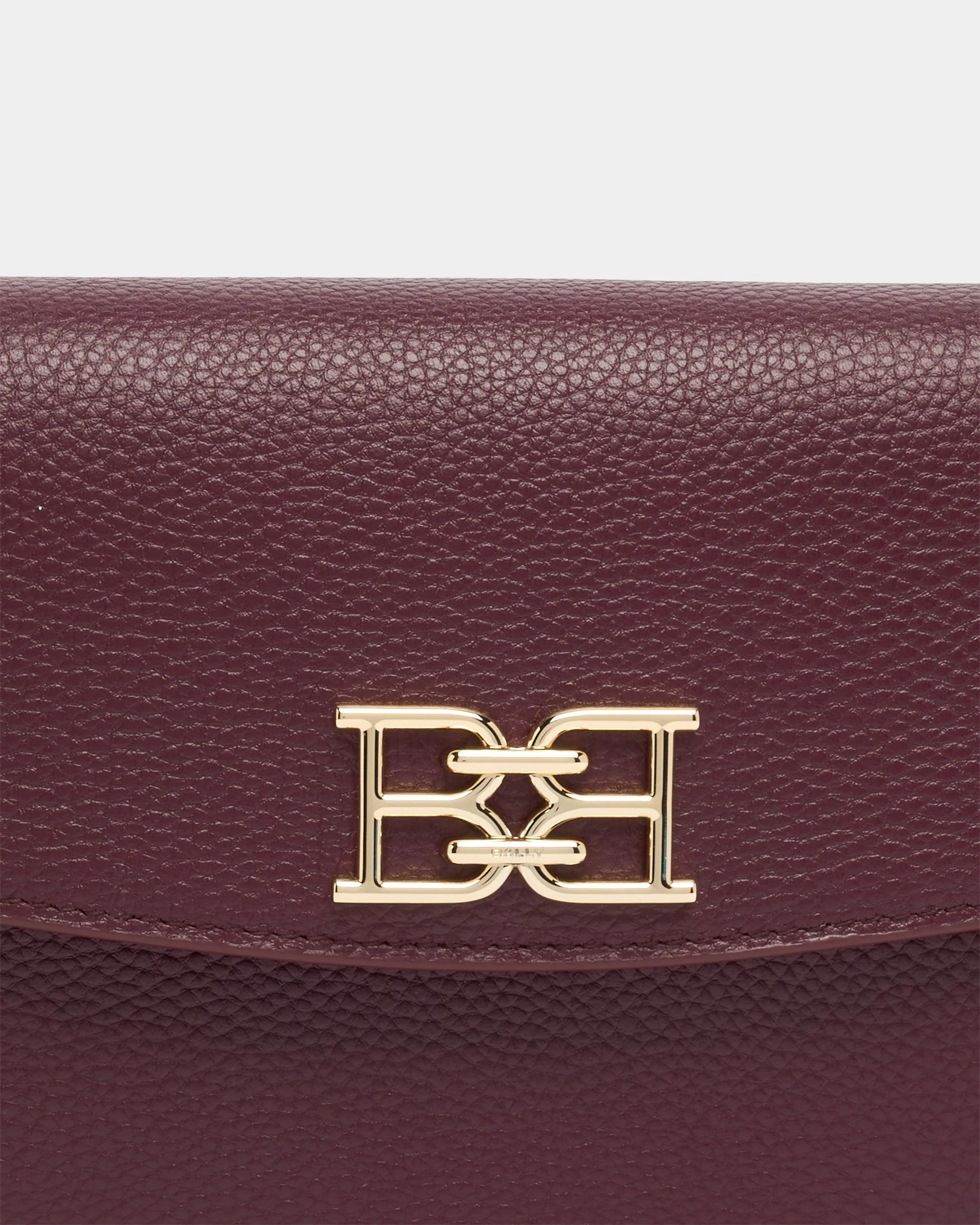 Small Crossbody Bag in Dark Bordeaux Grained Leather - Image 5