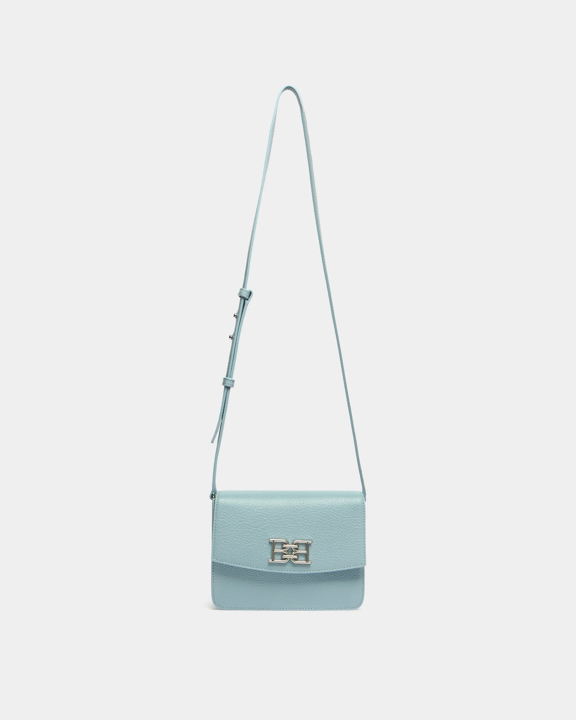 Small Crossbody Bag In Light Blue Grained leather