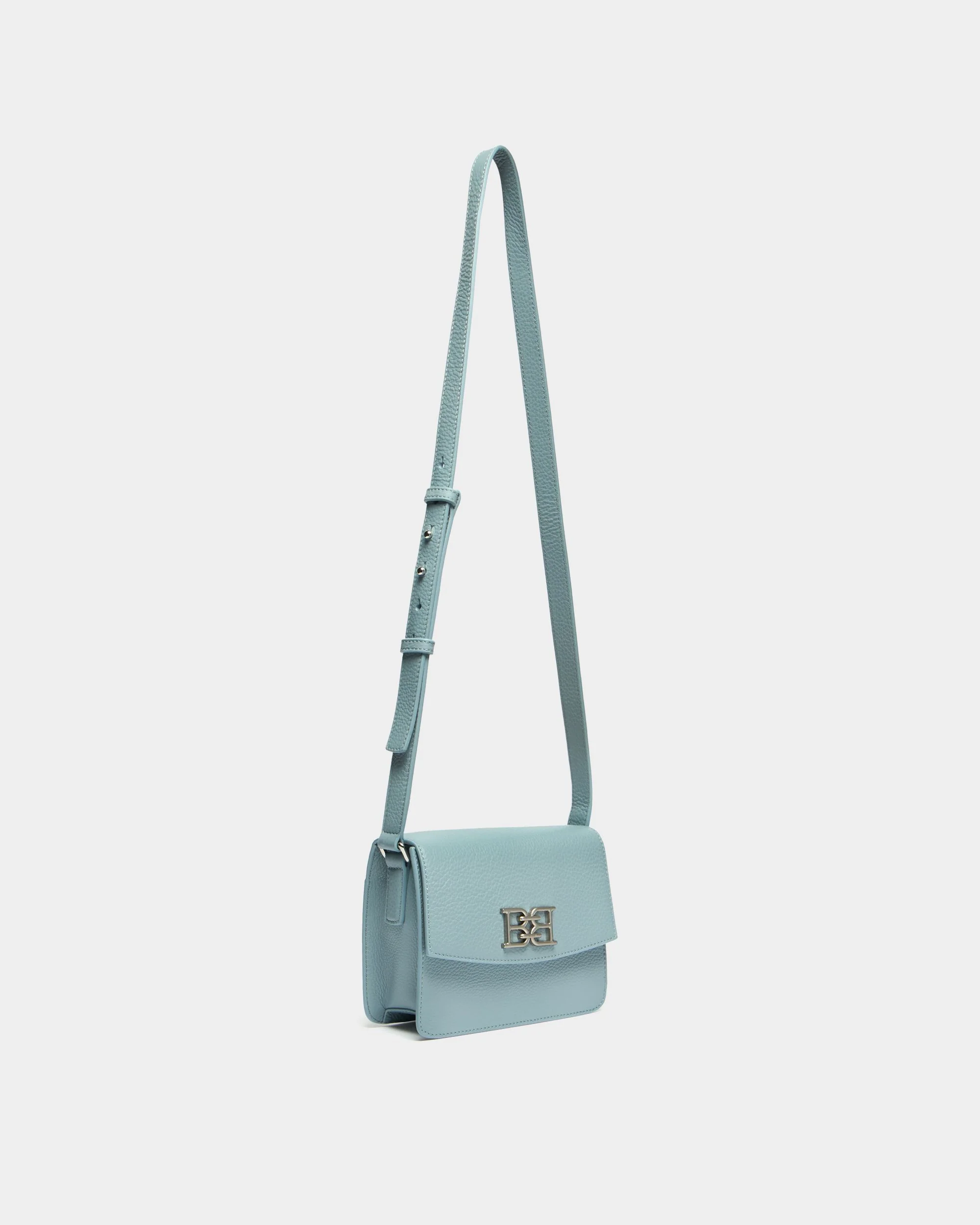 Small Crossbody Bag In Light Blue Grained leather - Image 3