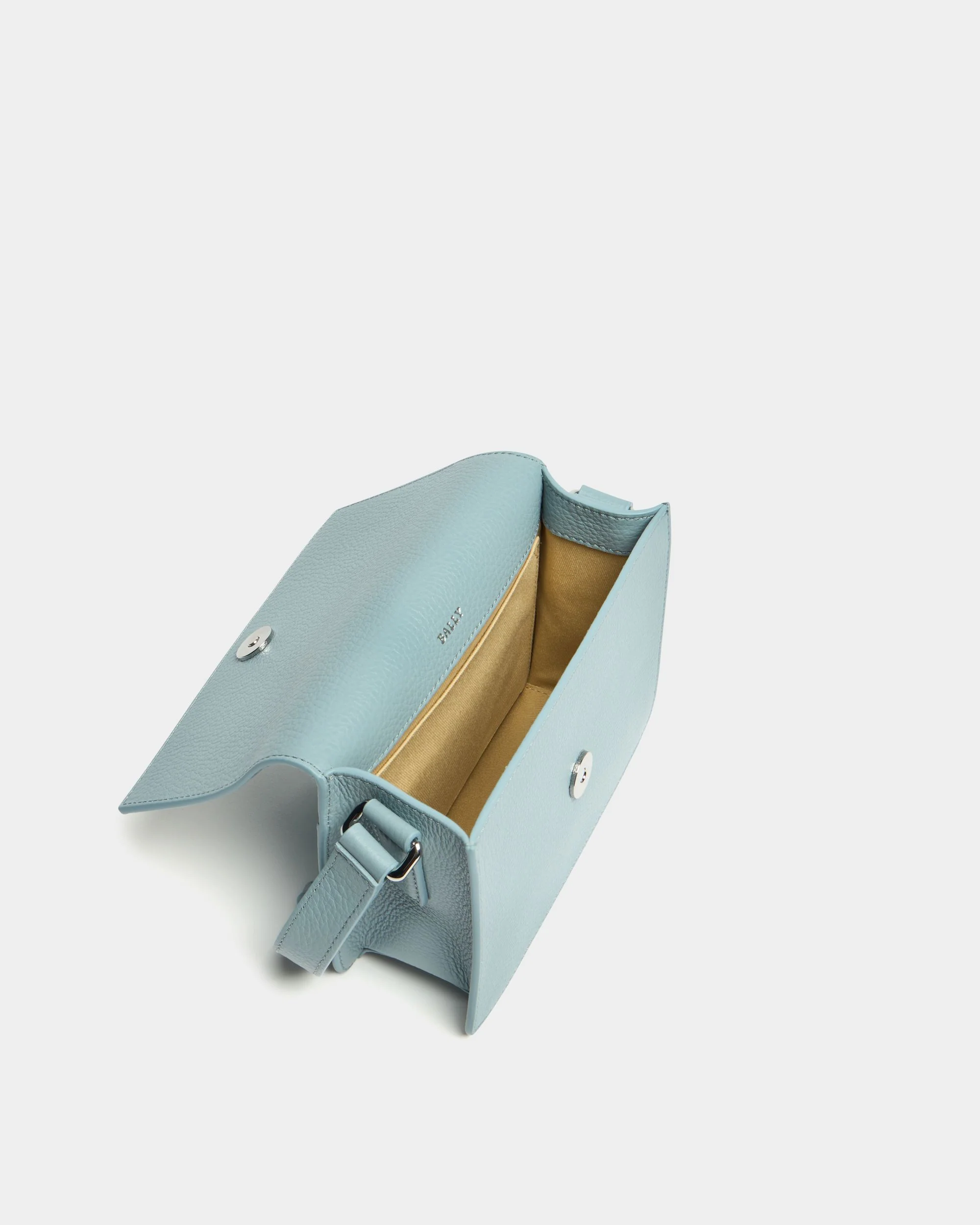 Small Crossbody Bag In Light Blue Grained leather - Image 4