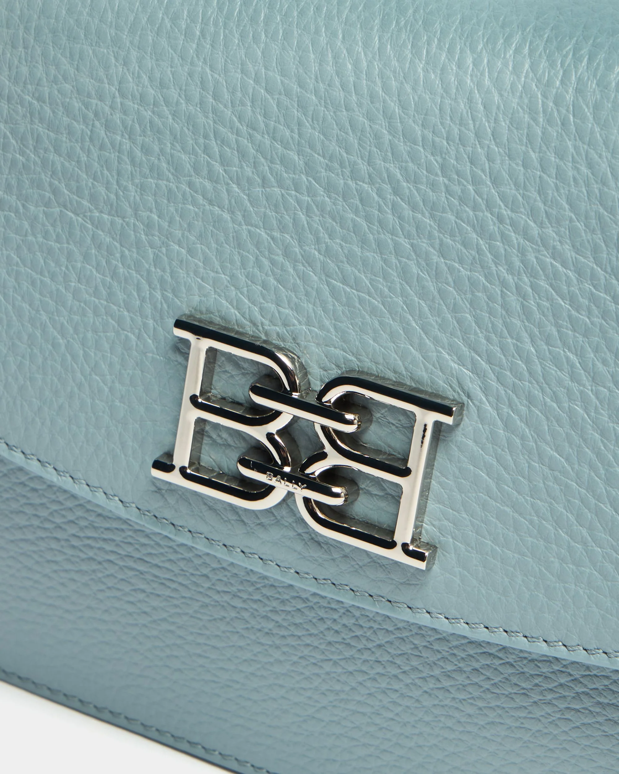 Small Crossbody Bag In Light Blue Grained leather - Image 5